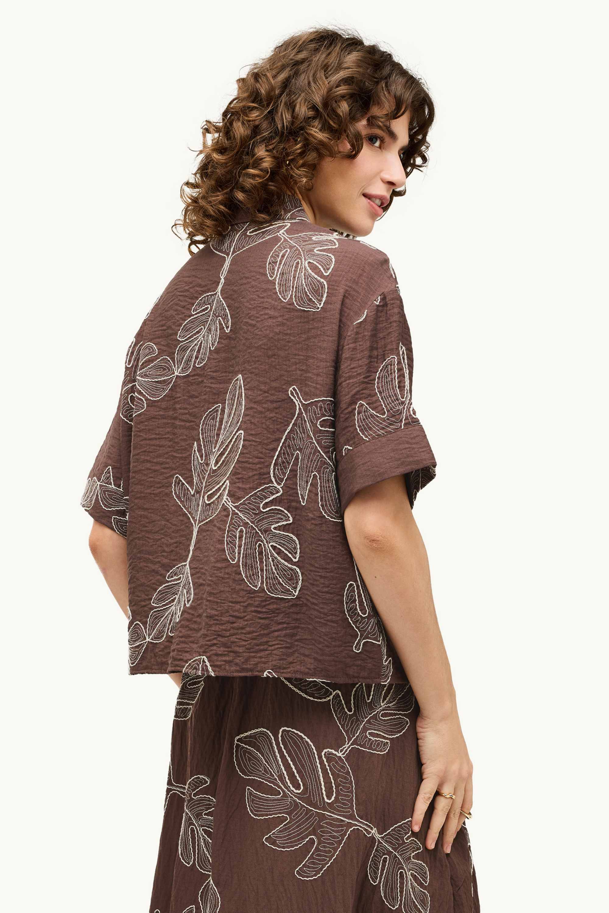 Shirt blouse - patterned brown