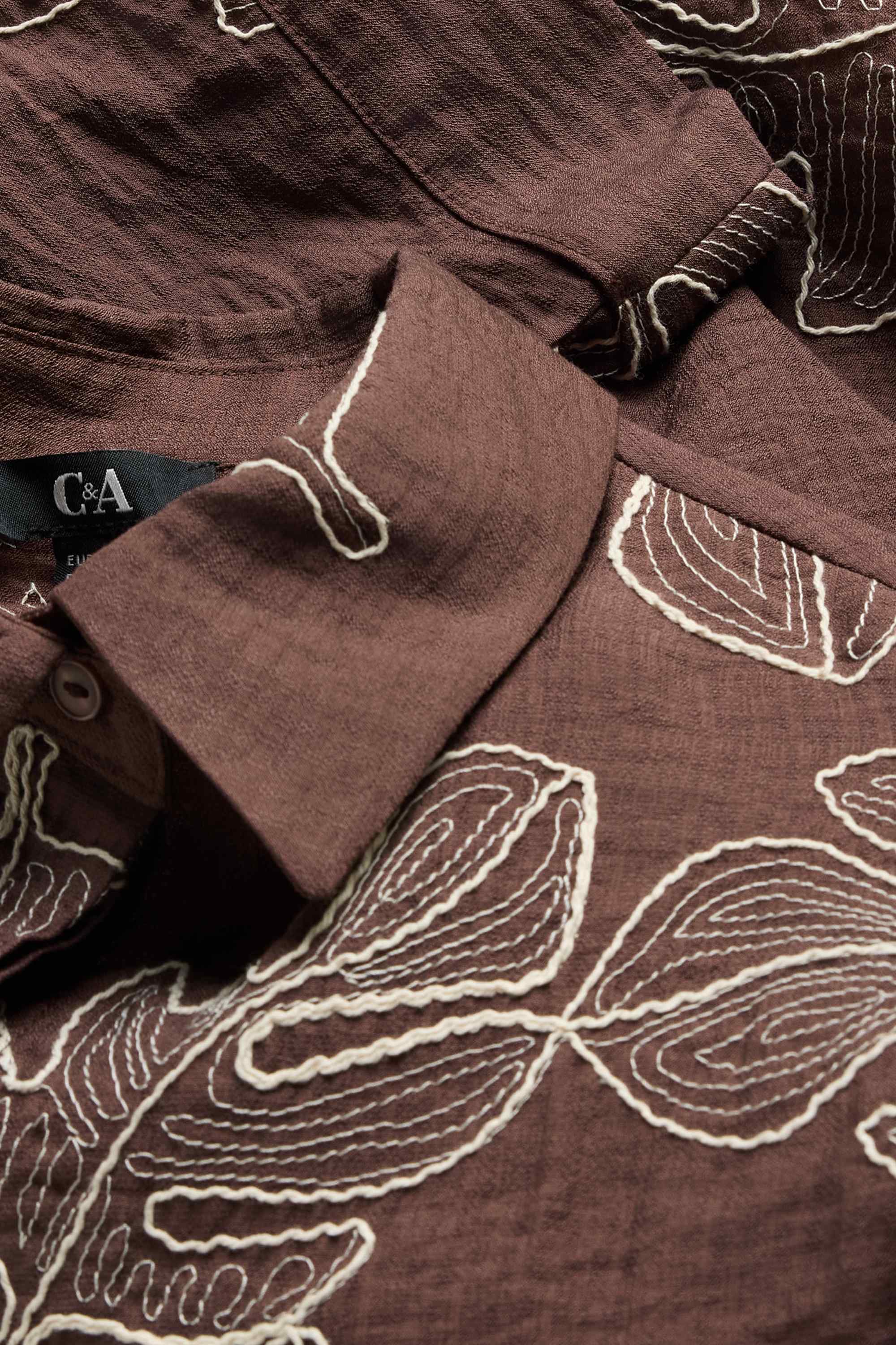 Shirt blouse - patterned brown
