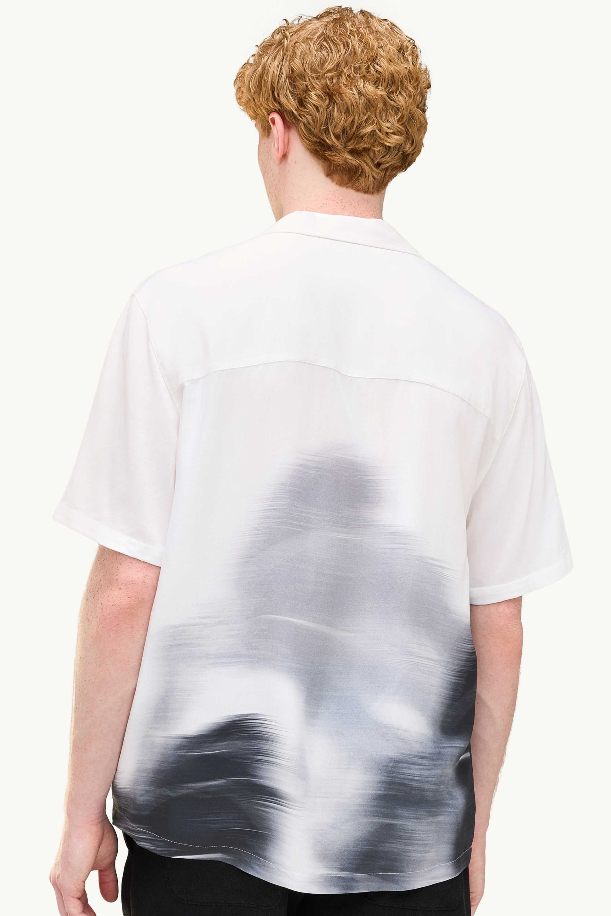 Shirt - relaxed fit - lapel collar - patterned white / gray
