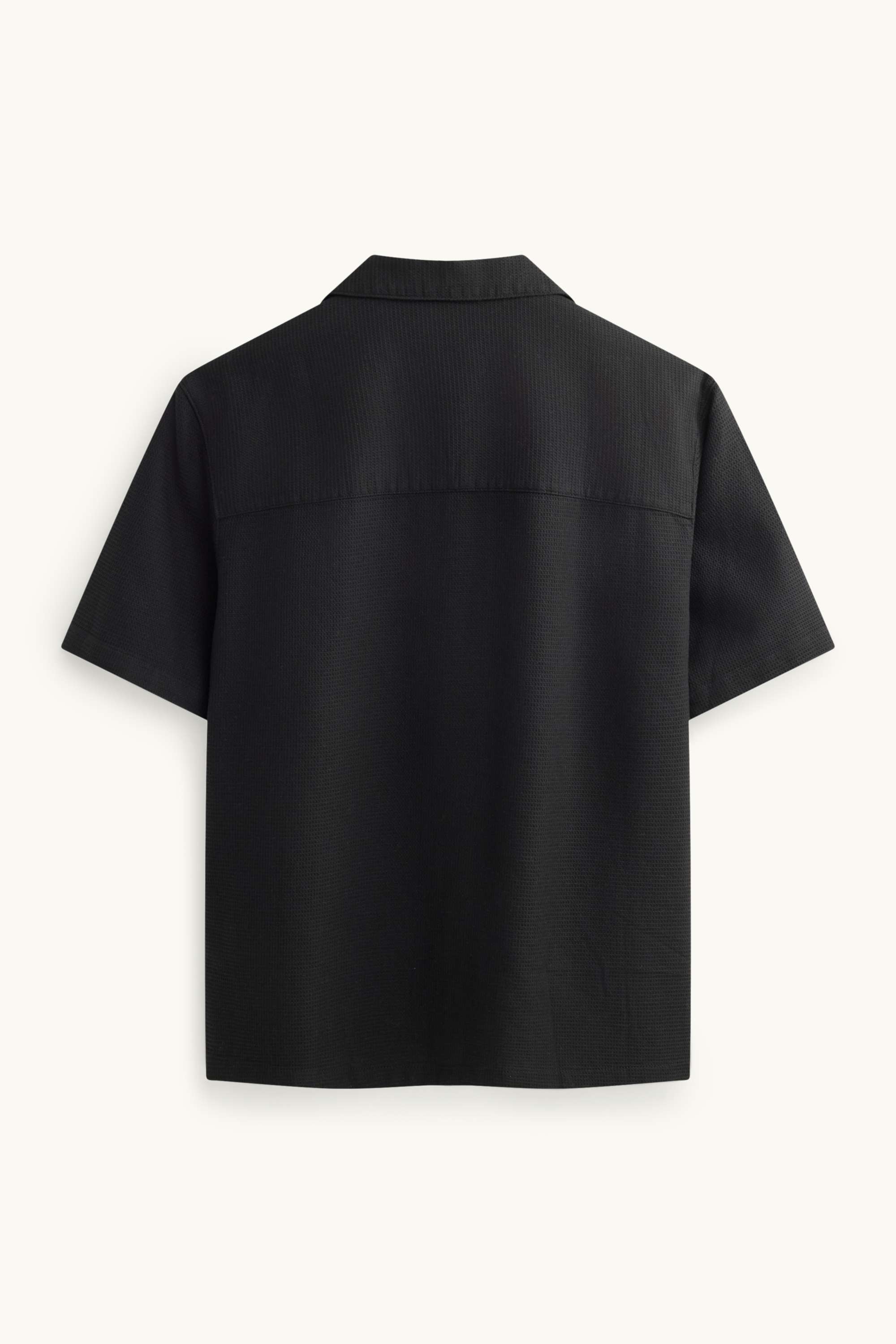 Shirt - relaxed fit - lapel collar - textured black