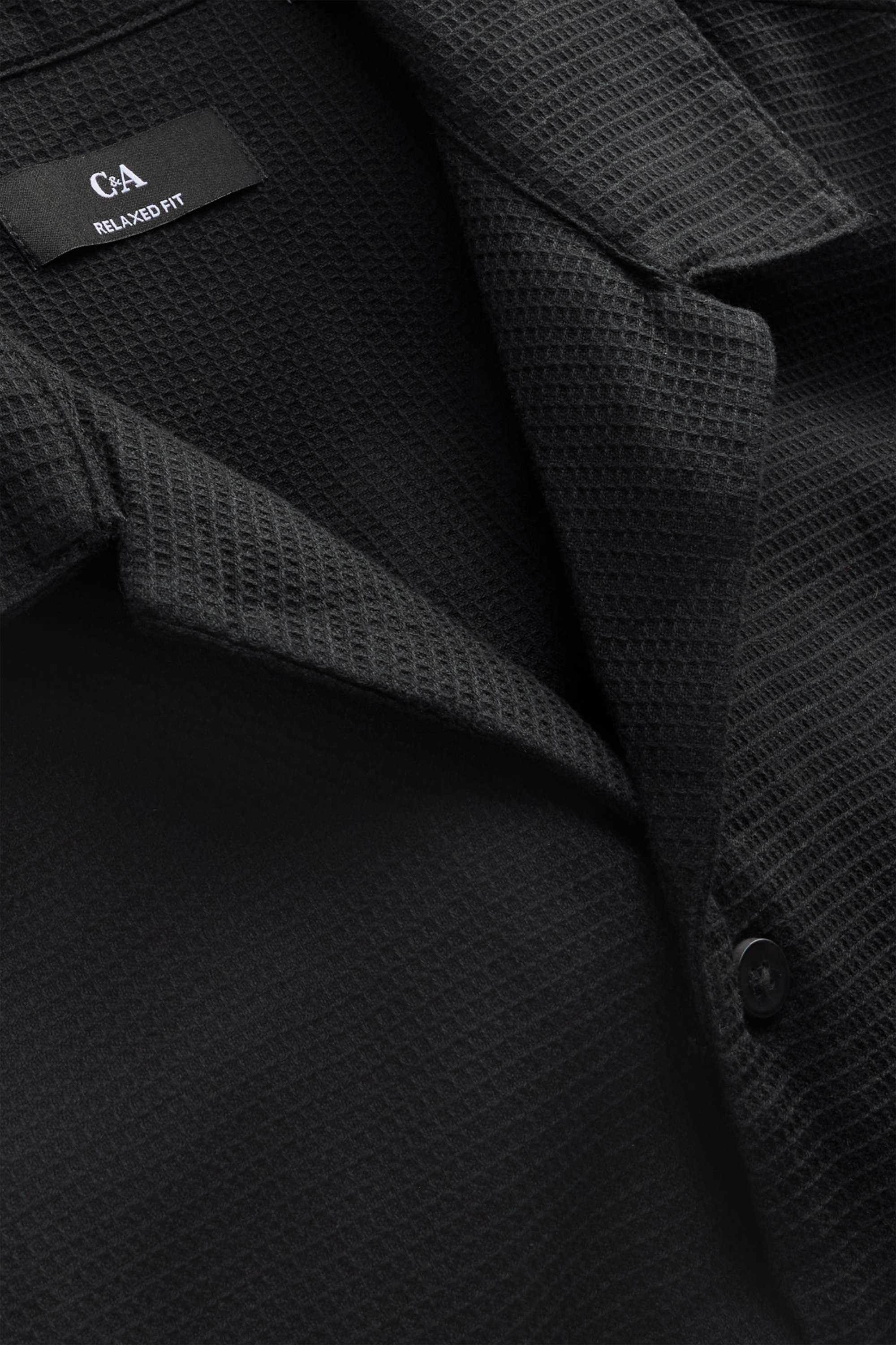 Shirt - relaxed fit - lapel collar - textured black