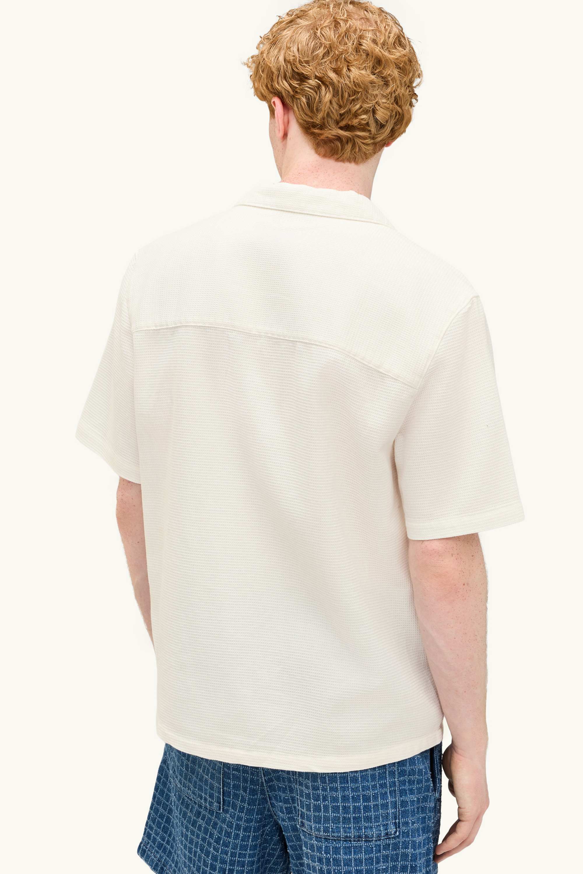 Shirt - relaxed fit - lapel collar - textured white