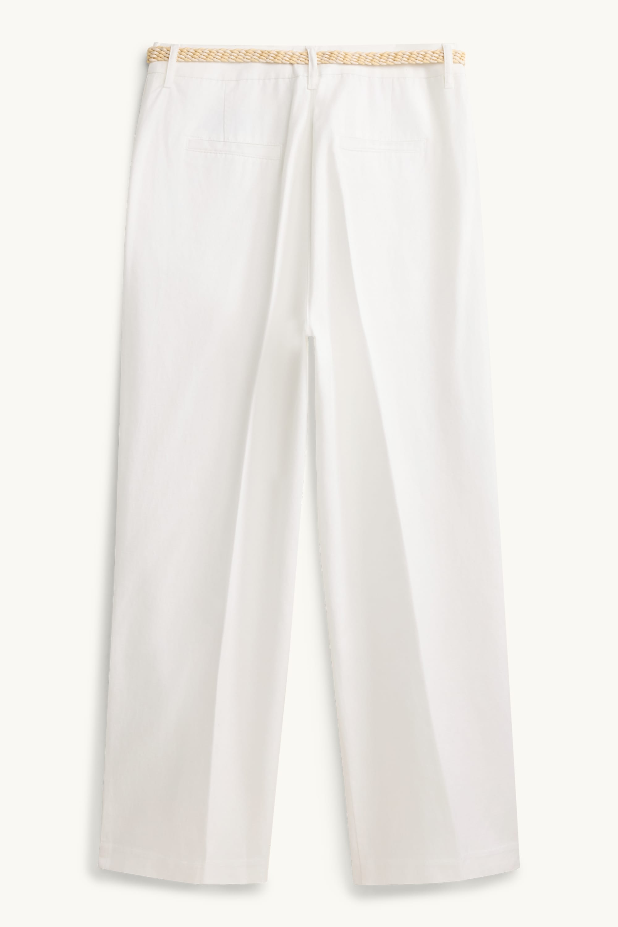 Cloth trousers with belt and linen content - mid-rise waist white
