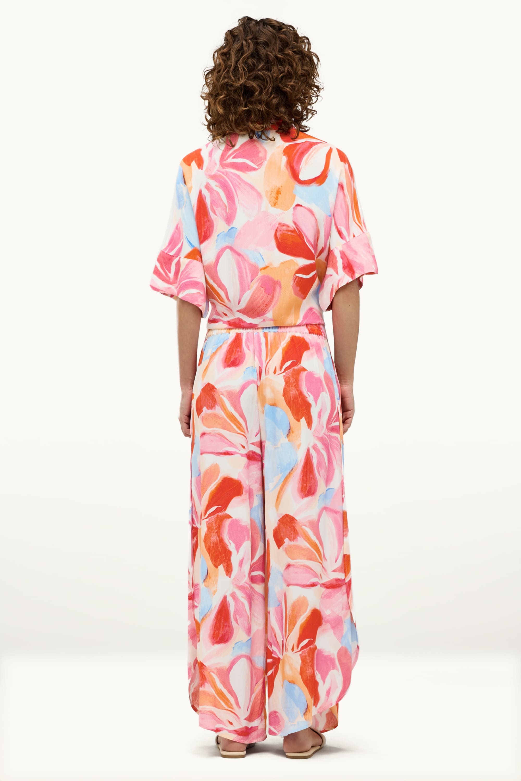 Cloth trousers - high waist - palazzo - floral multicoloured