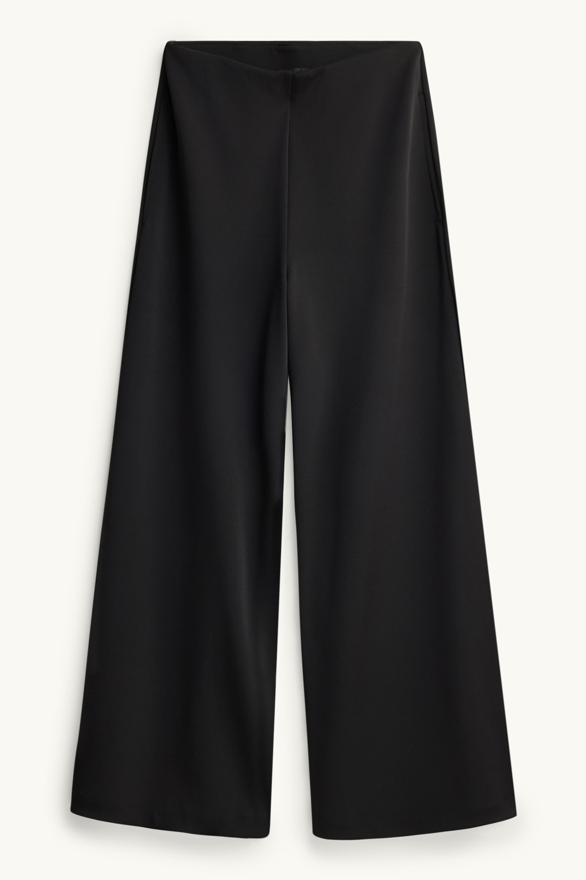 Jersey trousers - high waist - wide leg black