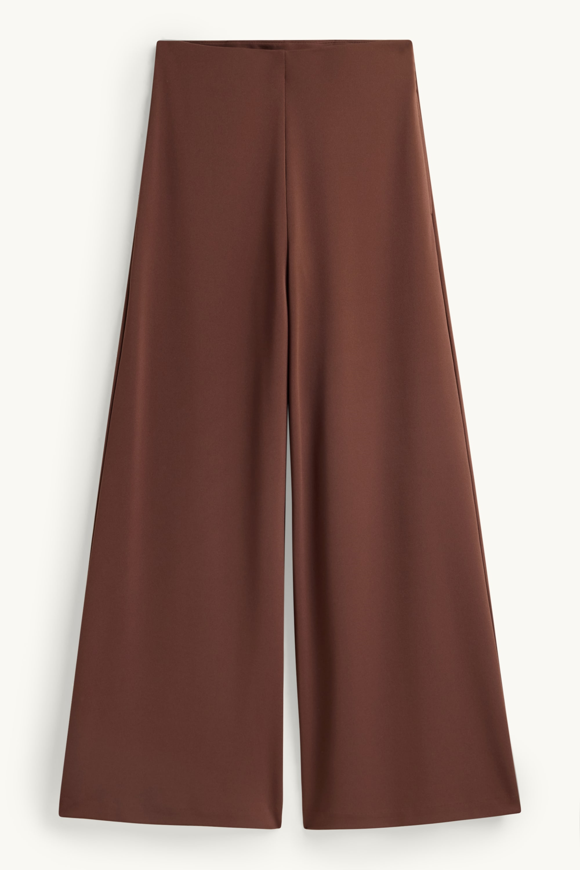 Jersey trousers - high waist - wide leg dark brown