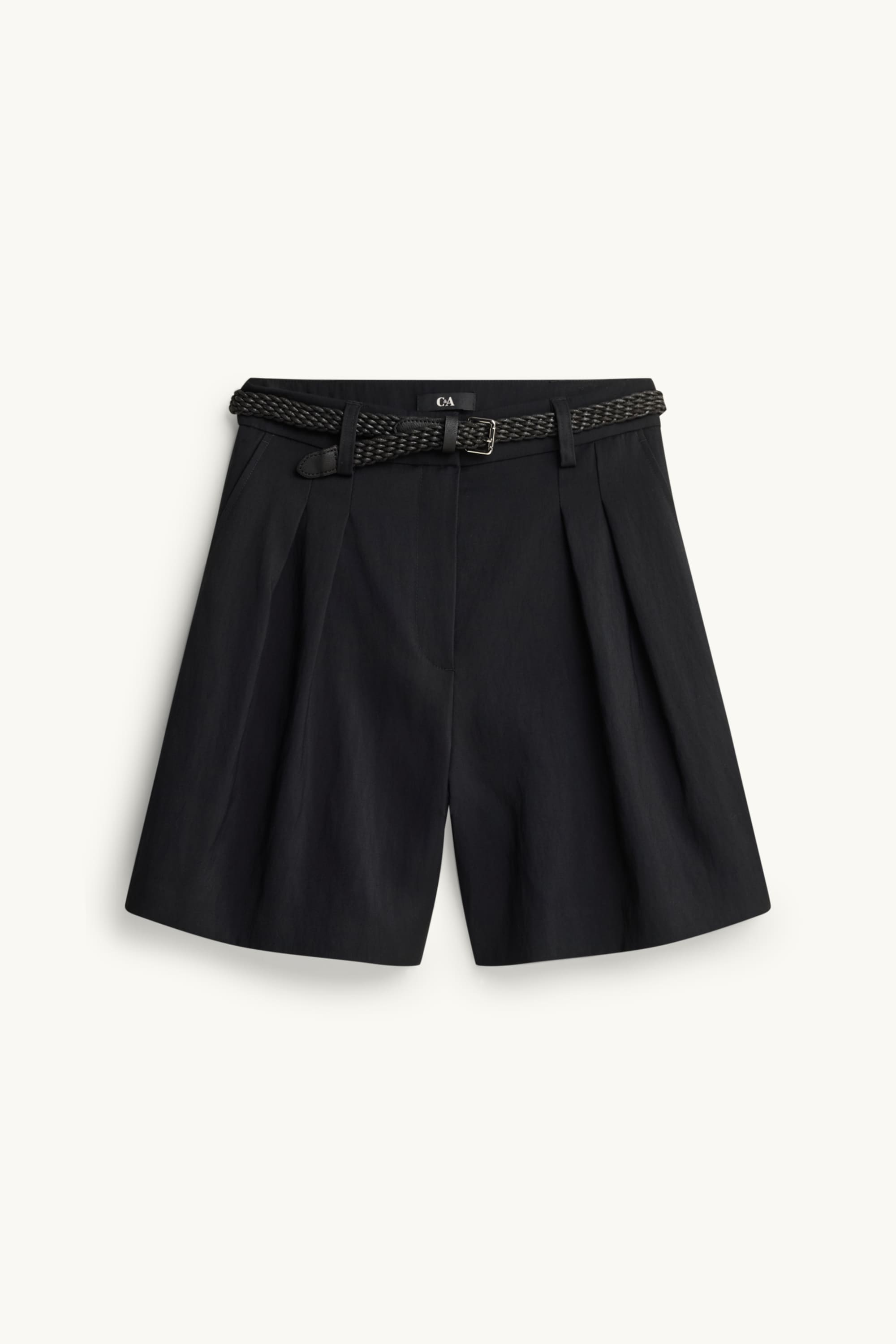 Bermuda shorts with belt - high waist black