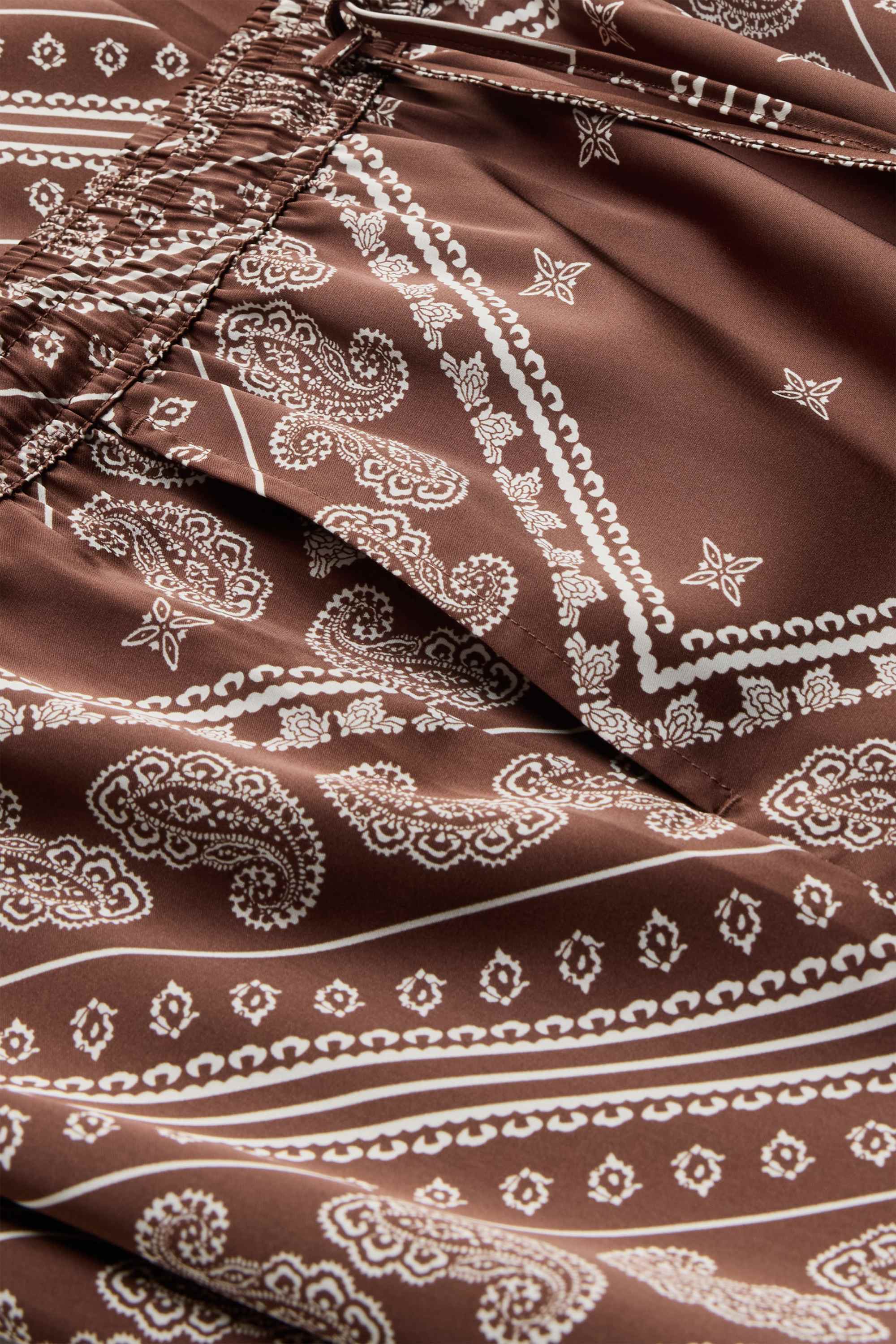 Cloth trousers - mid-rise waist - wide leg - patterned brown