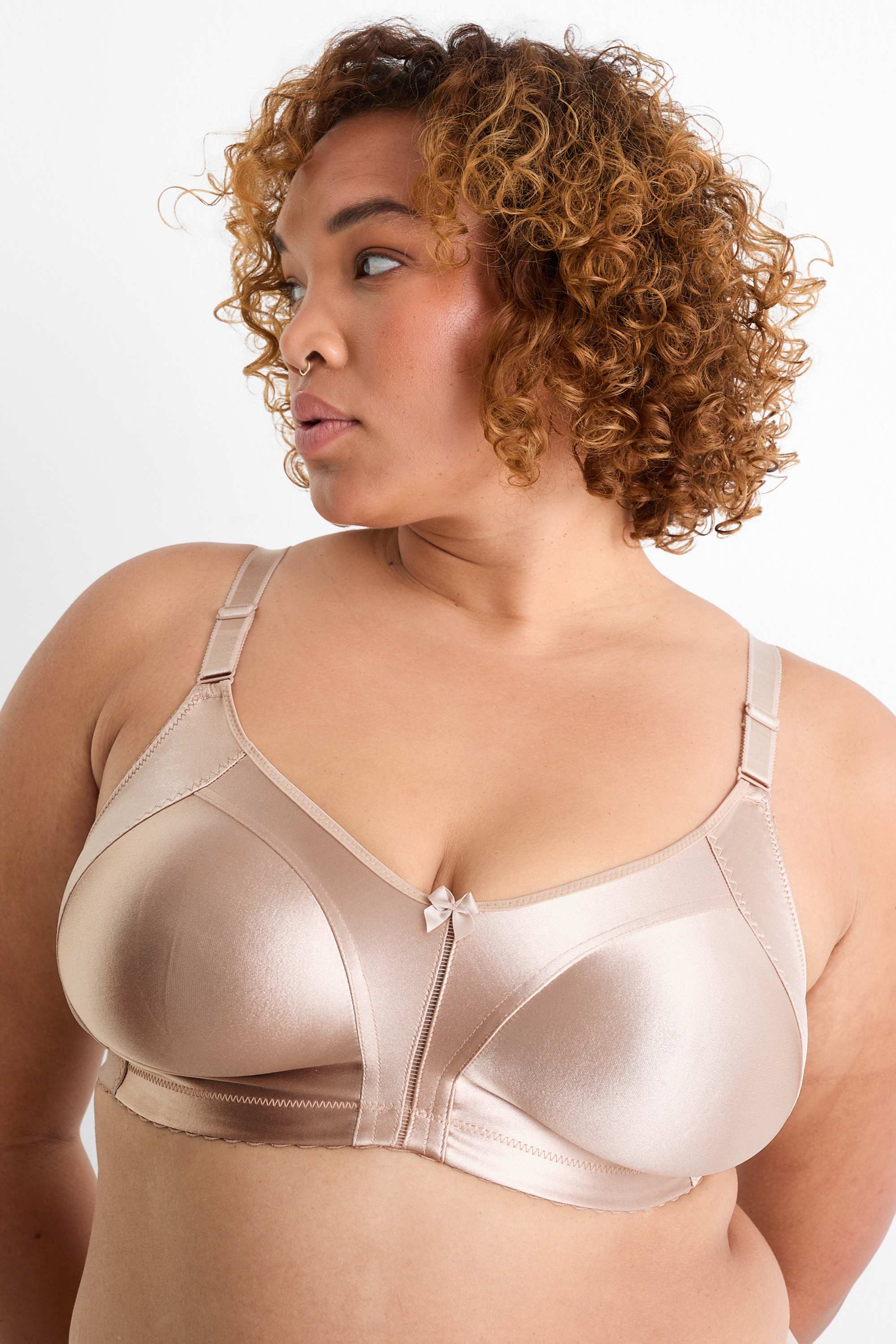 Non-wired minimiser bra - shiny beige