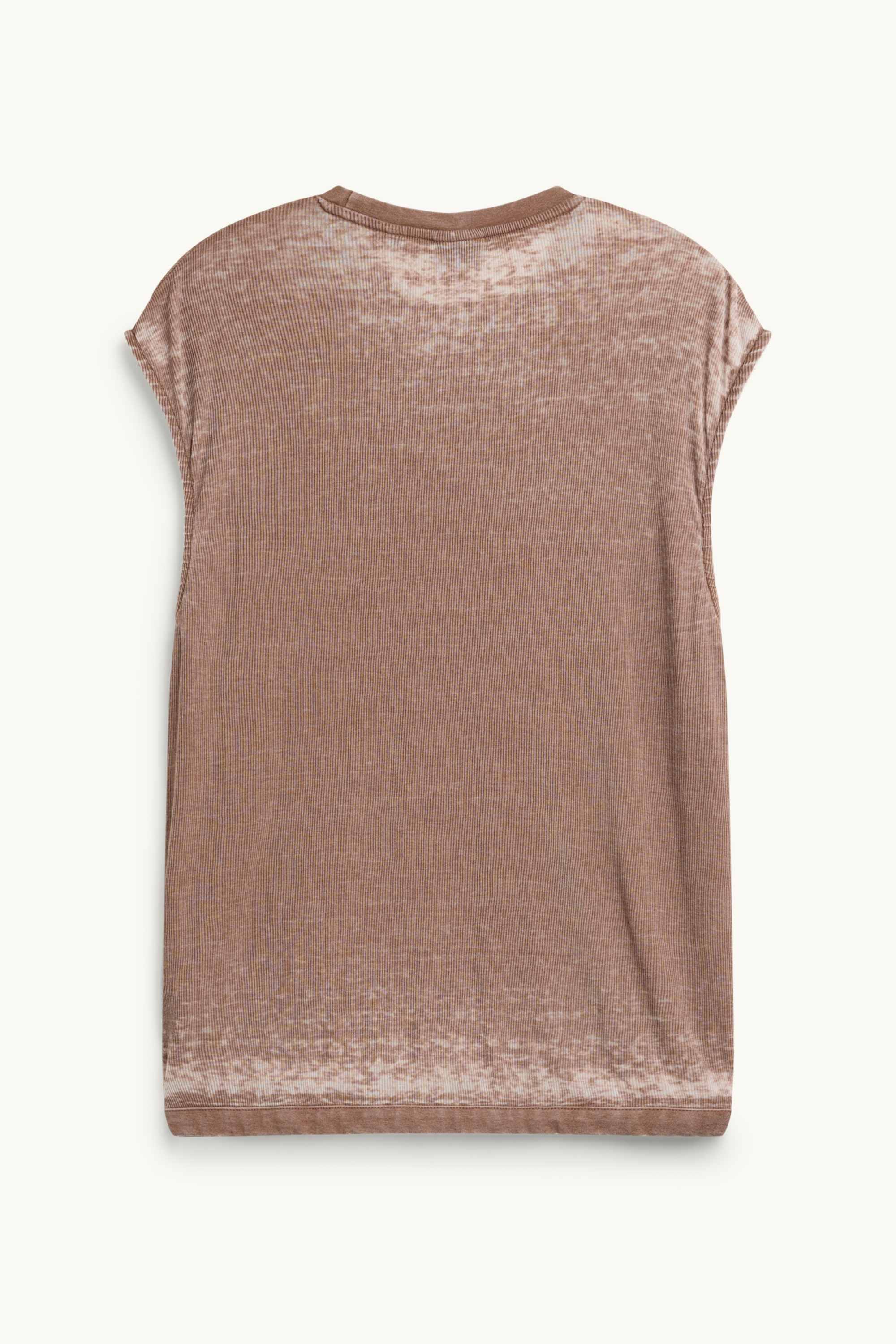 T-shirt - oversized - ribbed brown