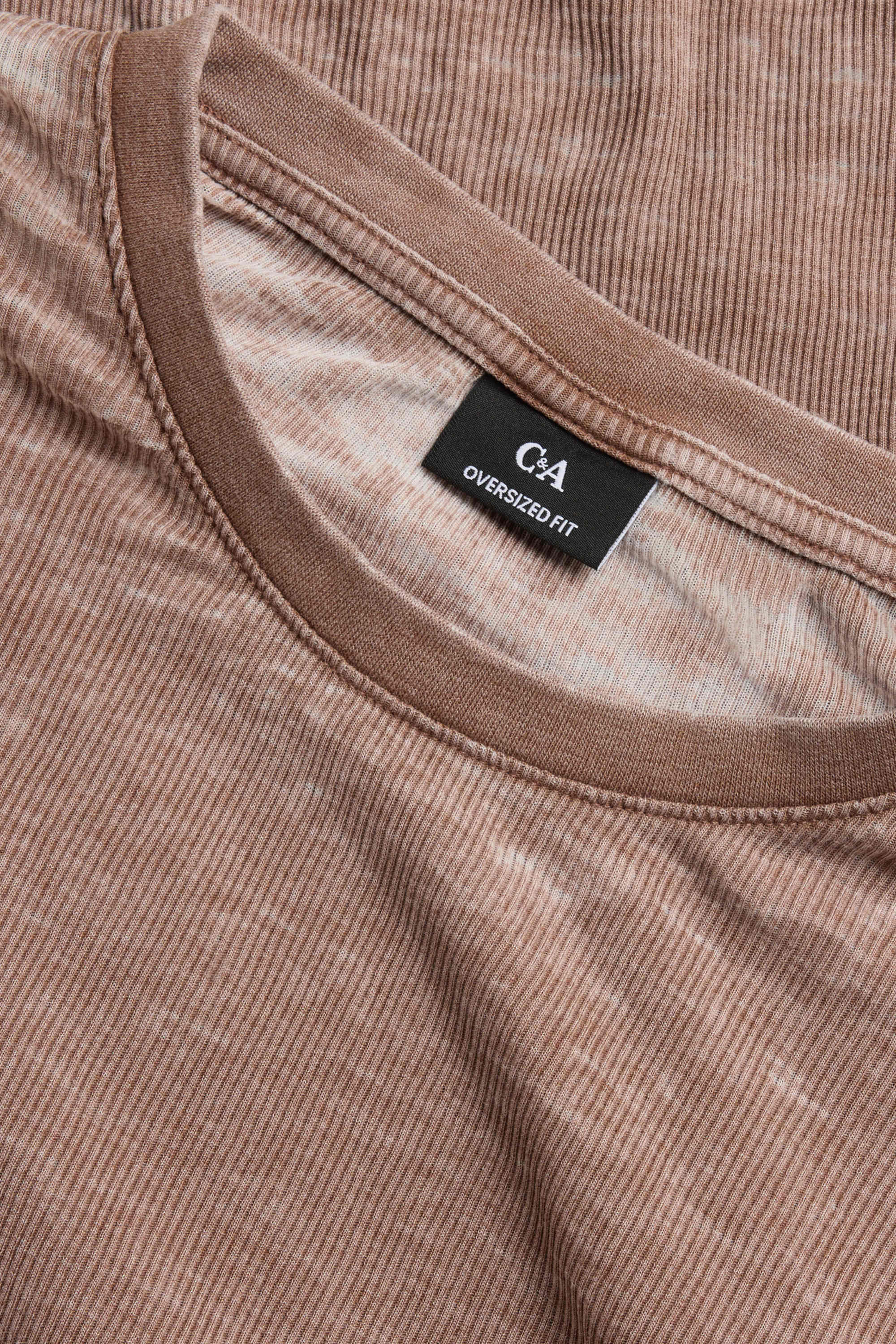 T-shirt - oversized - ribbed brown