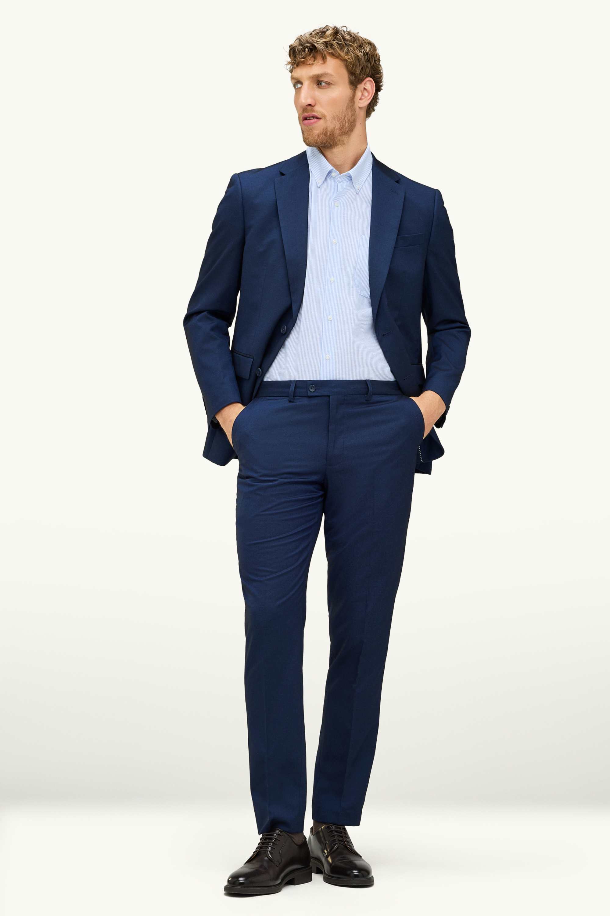 Shirt - regular fit - button-down collar light blue