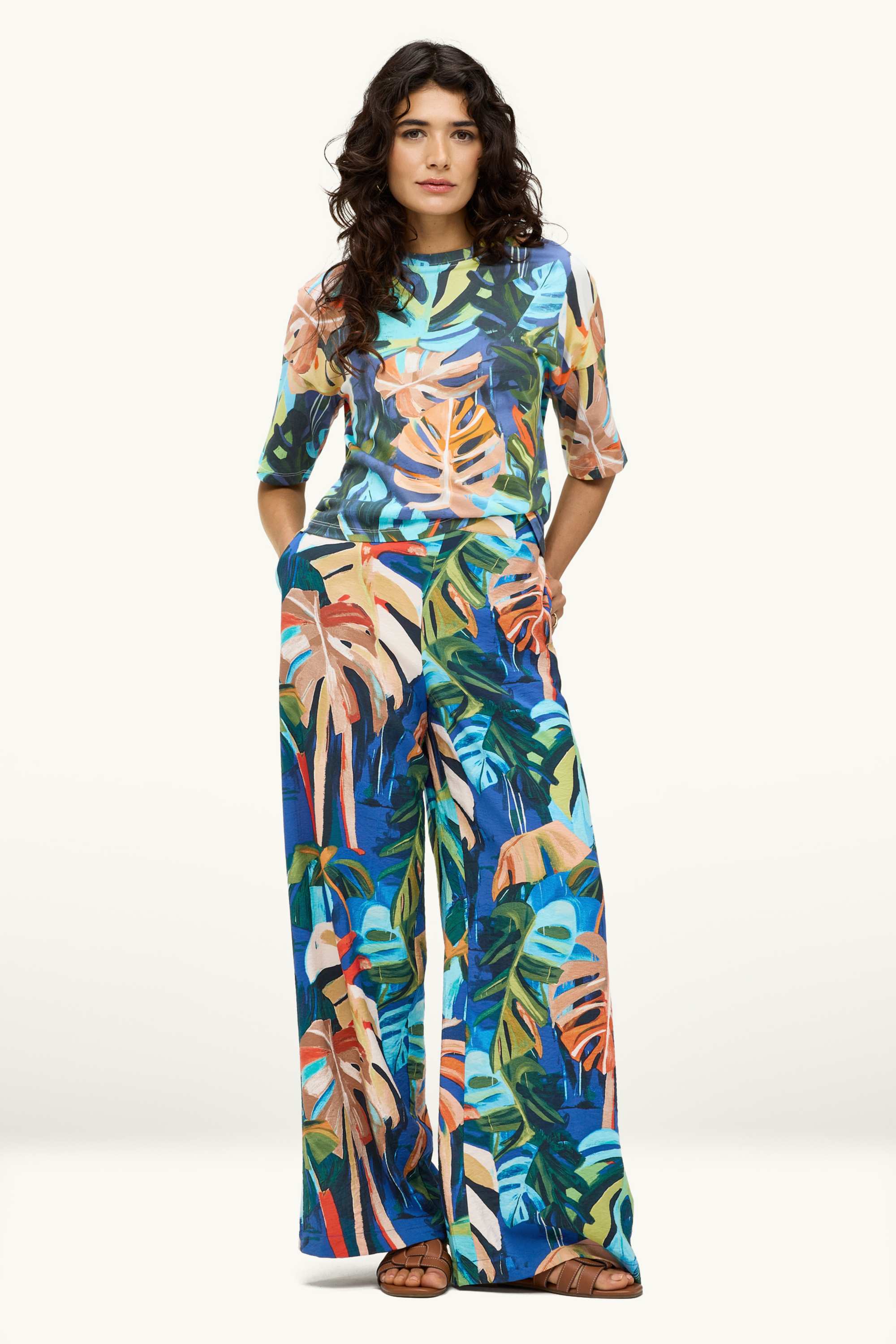 T-shirt - relaxed fit - patterned orange / blue