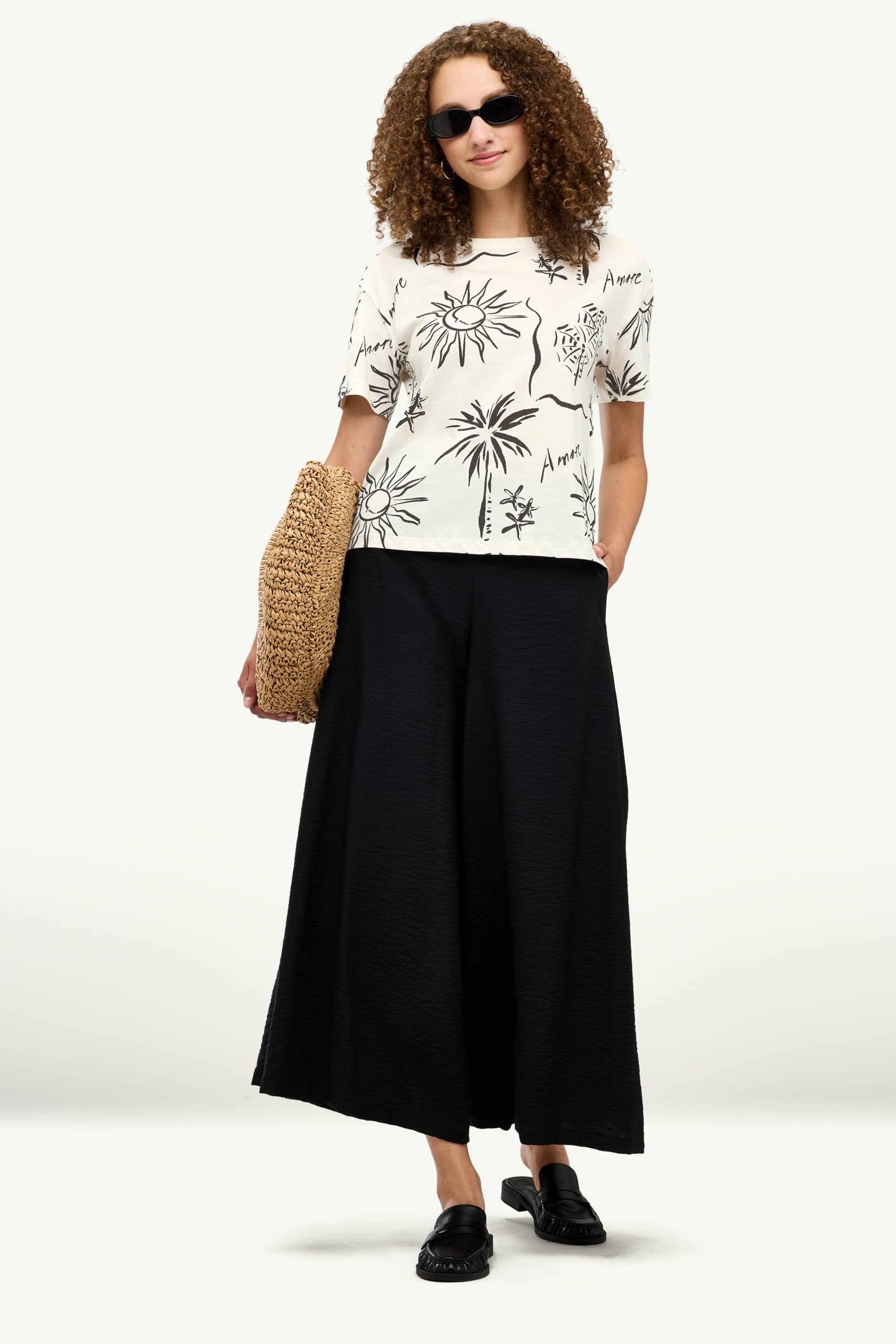 T-shirt - regular fit white / black