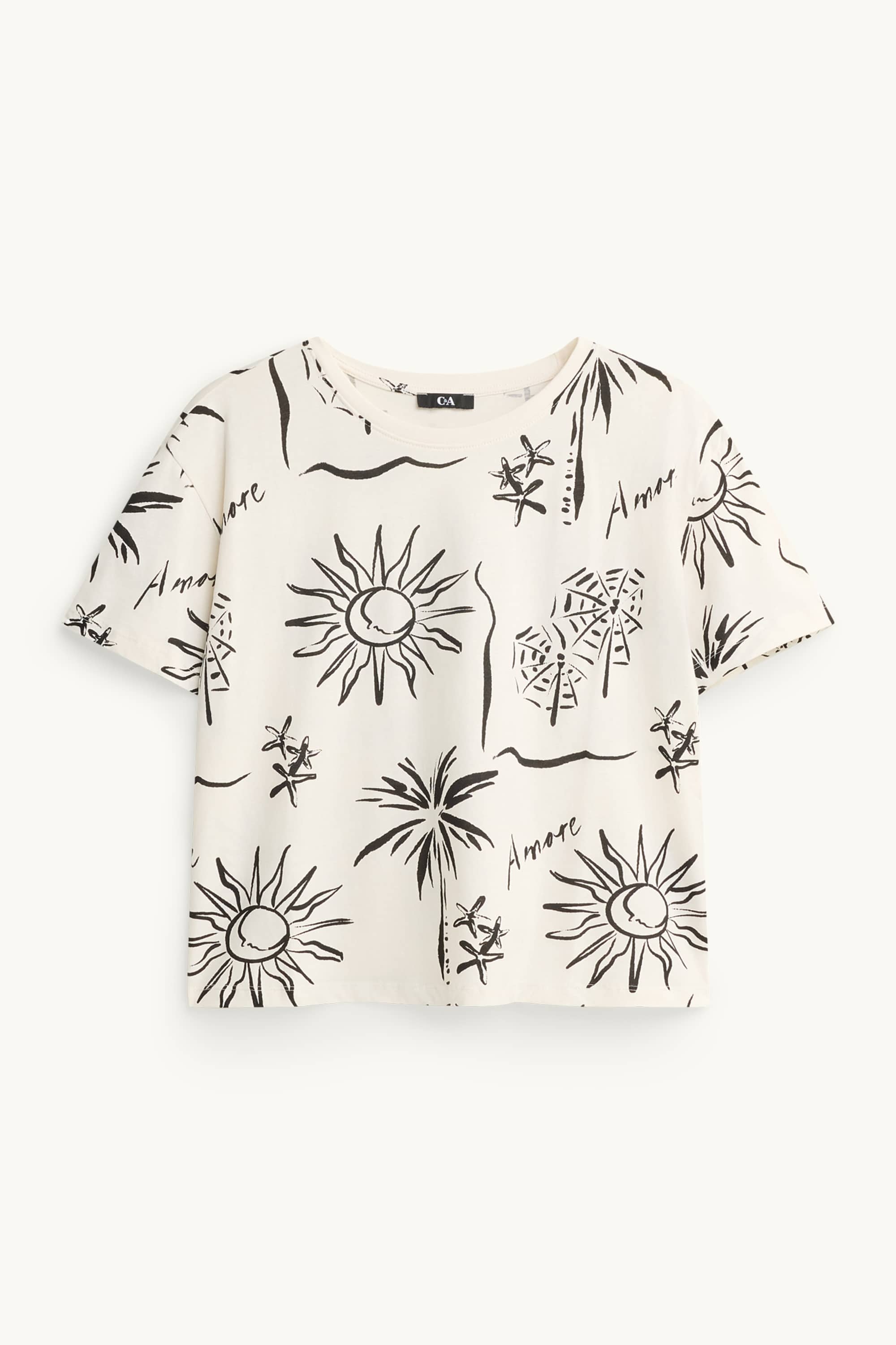 T-shirt - regular fit white / black
