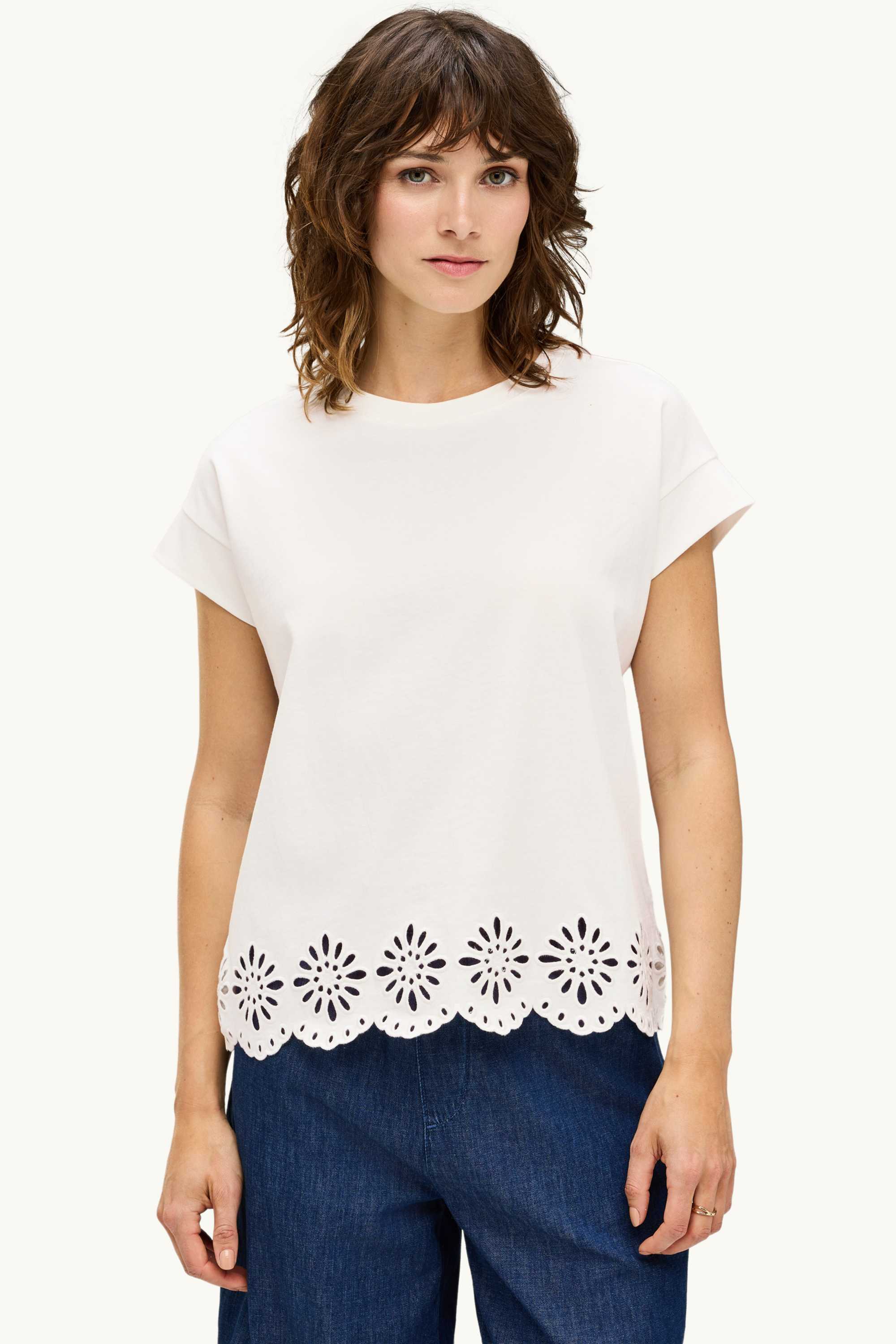 T-shirt - regular fit - broderie anglaise white