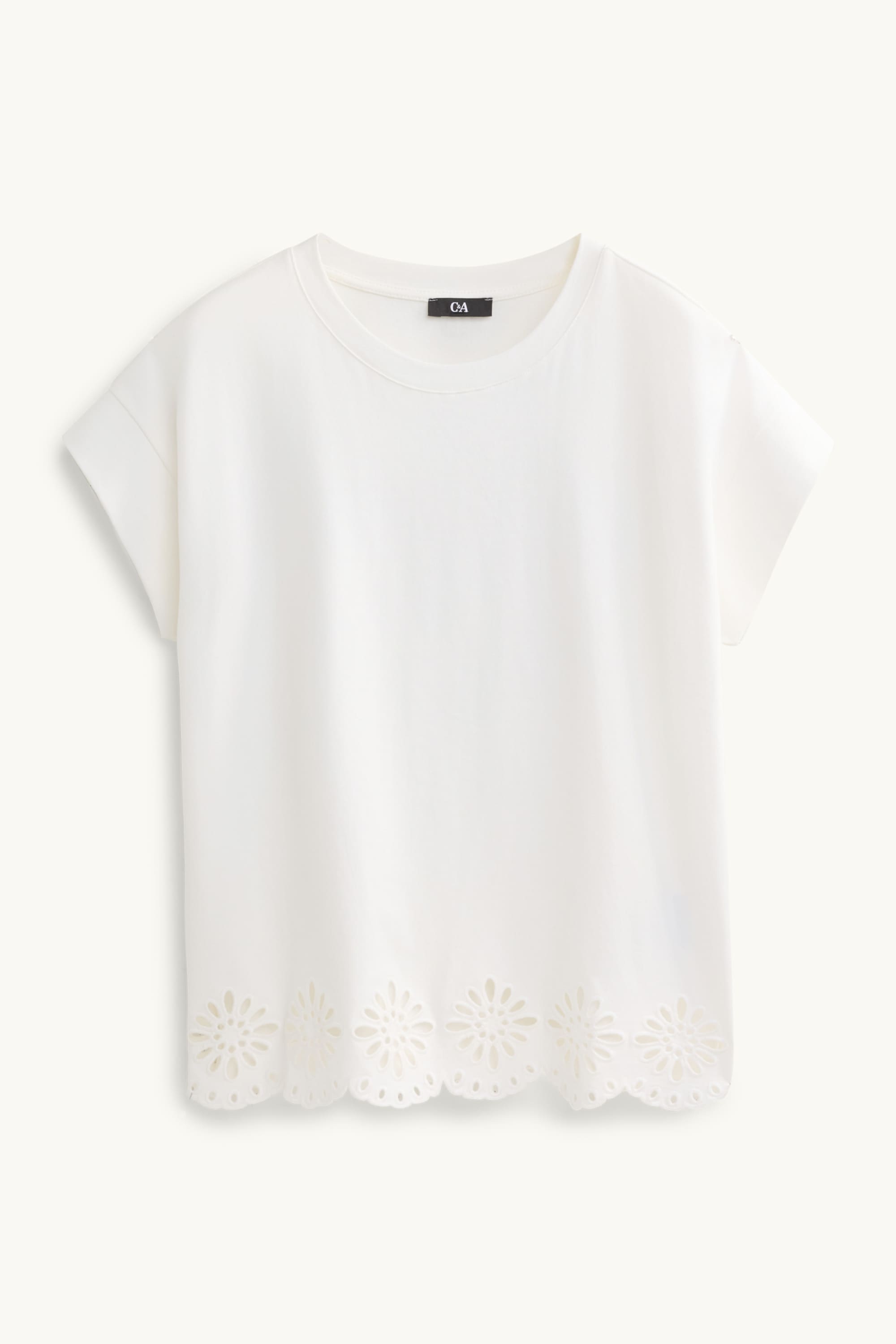 T-shirt - regular fit - broderie anglaise white