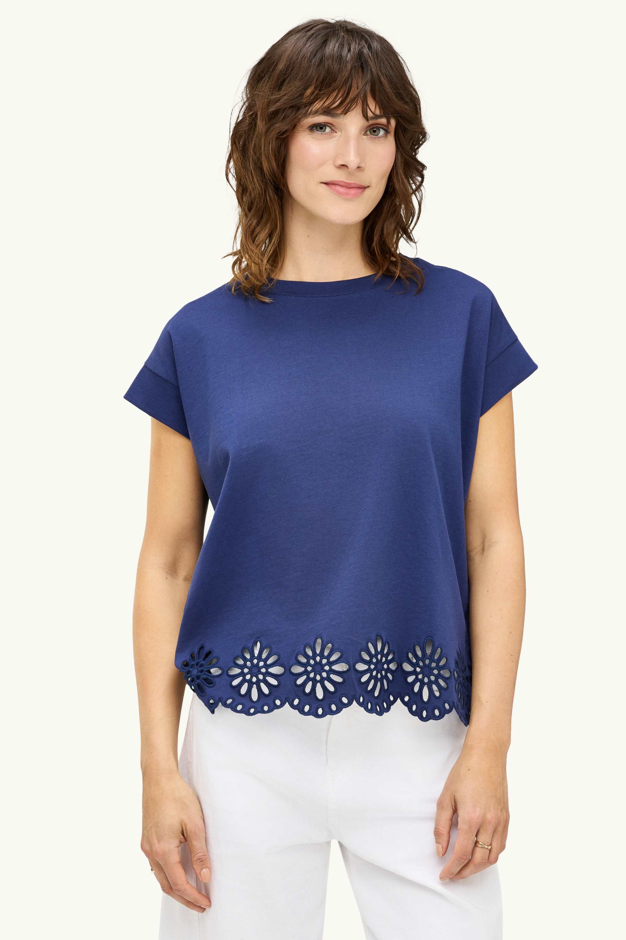 T-shirt - regular fit - broderie anglaise dark blue