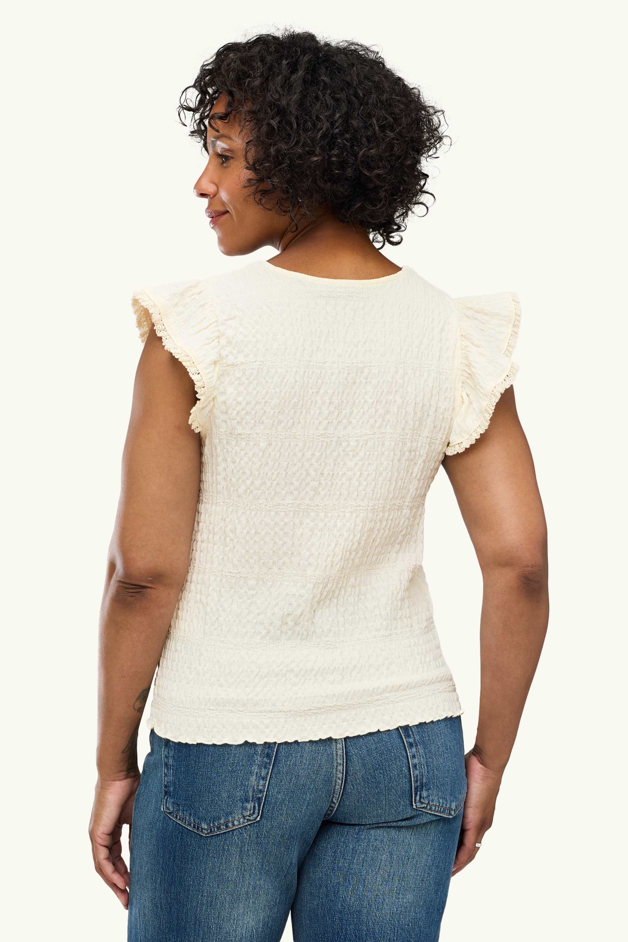 T-shirt - regular fit - textured cremewhite