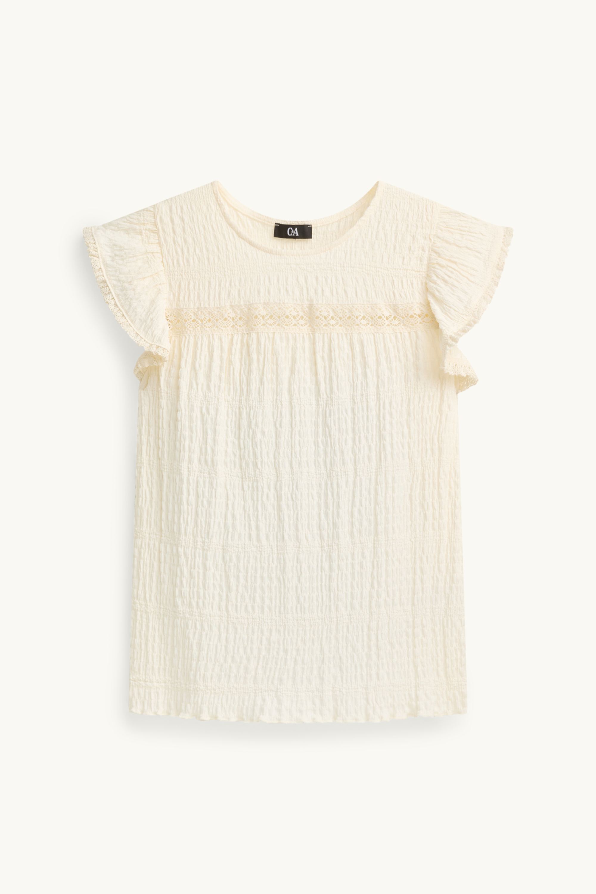 T-shirt - regular fit - textured cremewhite