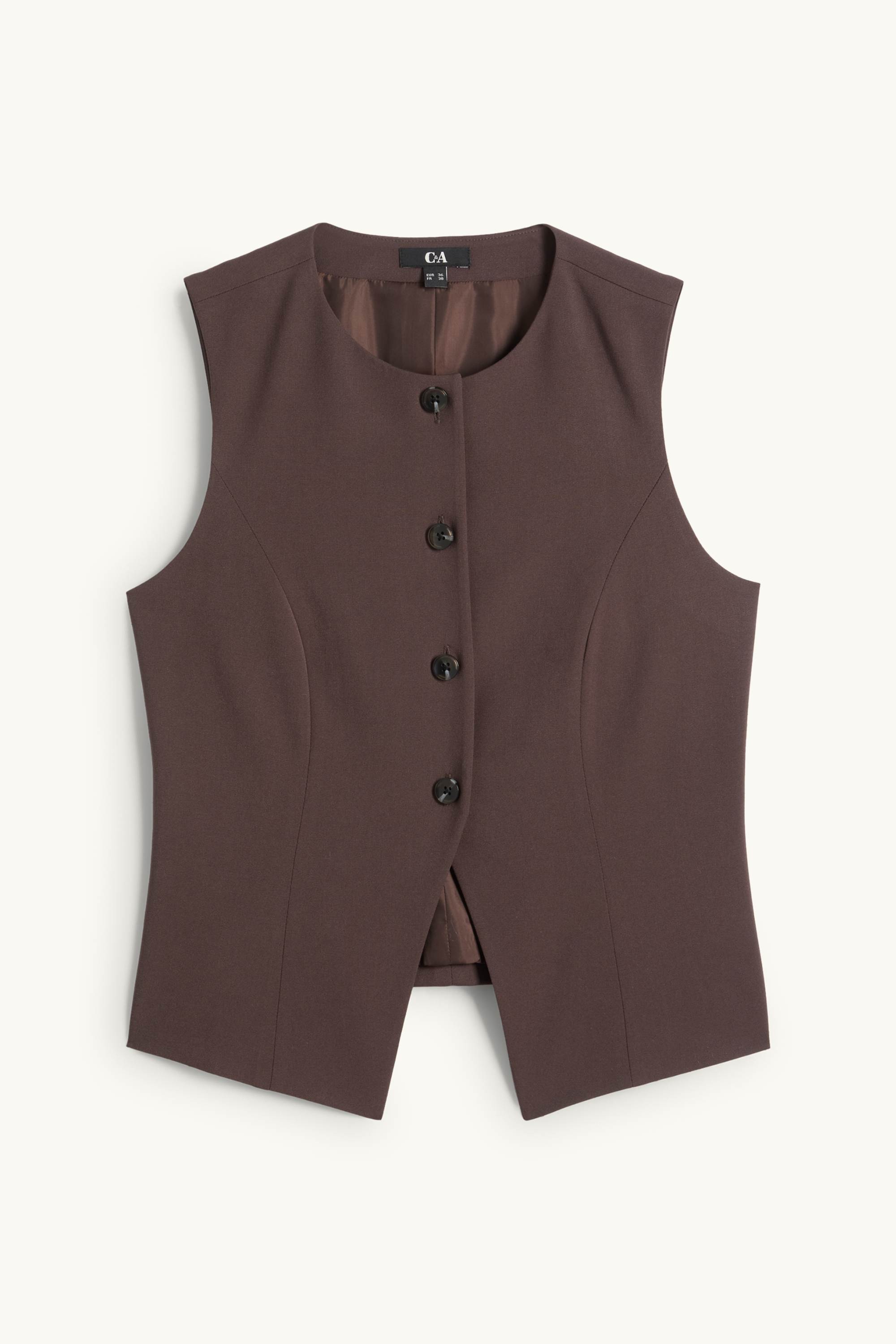 Waistcoat - fitted dark brown