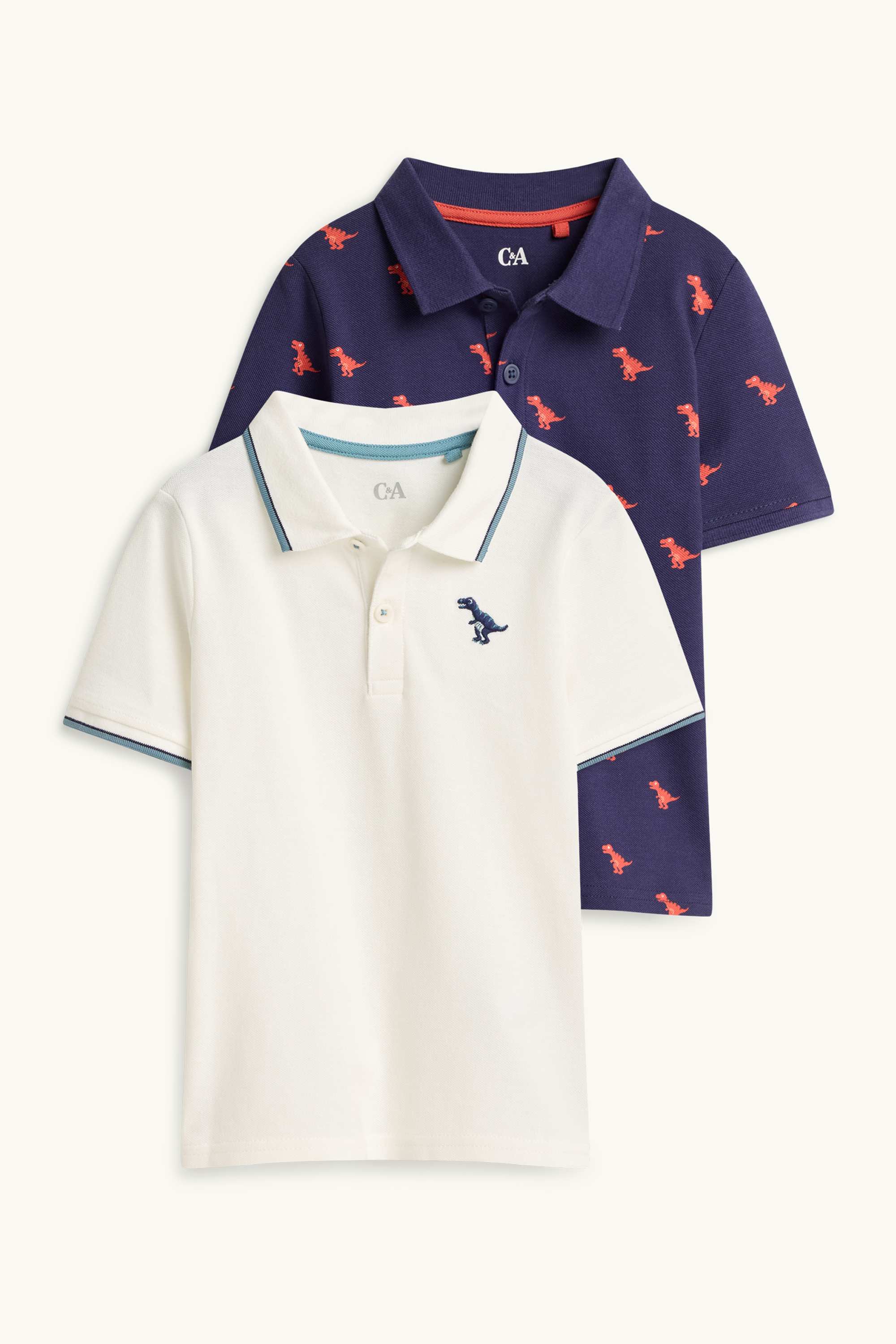 Multipack of 2 - dinosaur - polo shirt dark blue / white