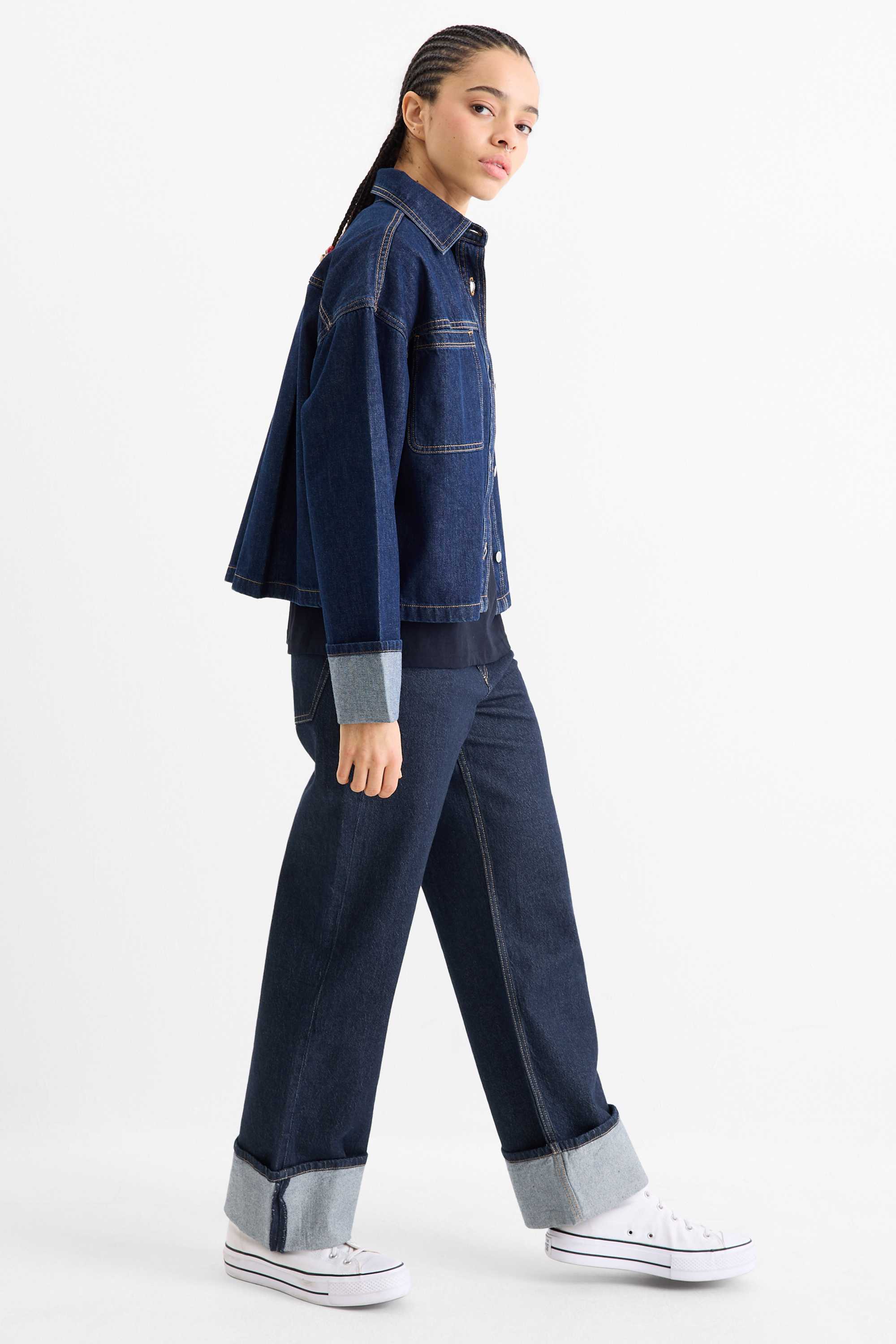 Baggy jeans - mid-rise waist dark blue