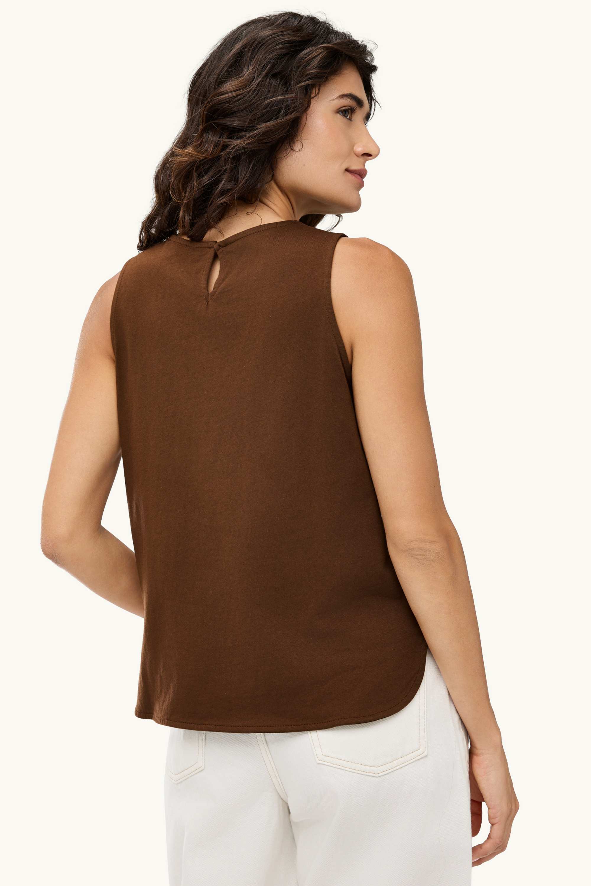 Top - patterned brown