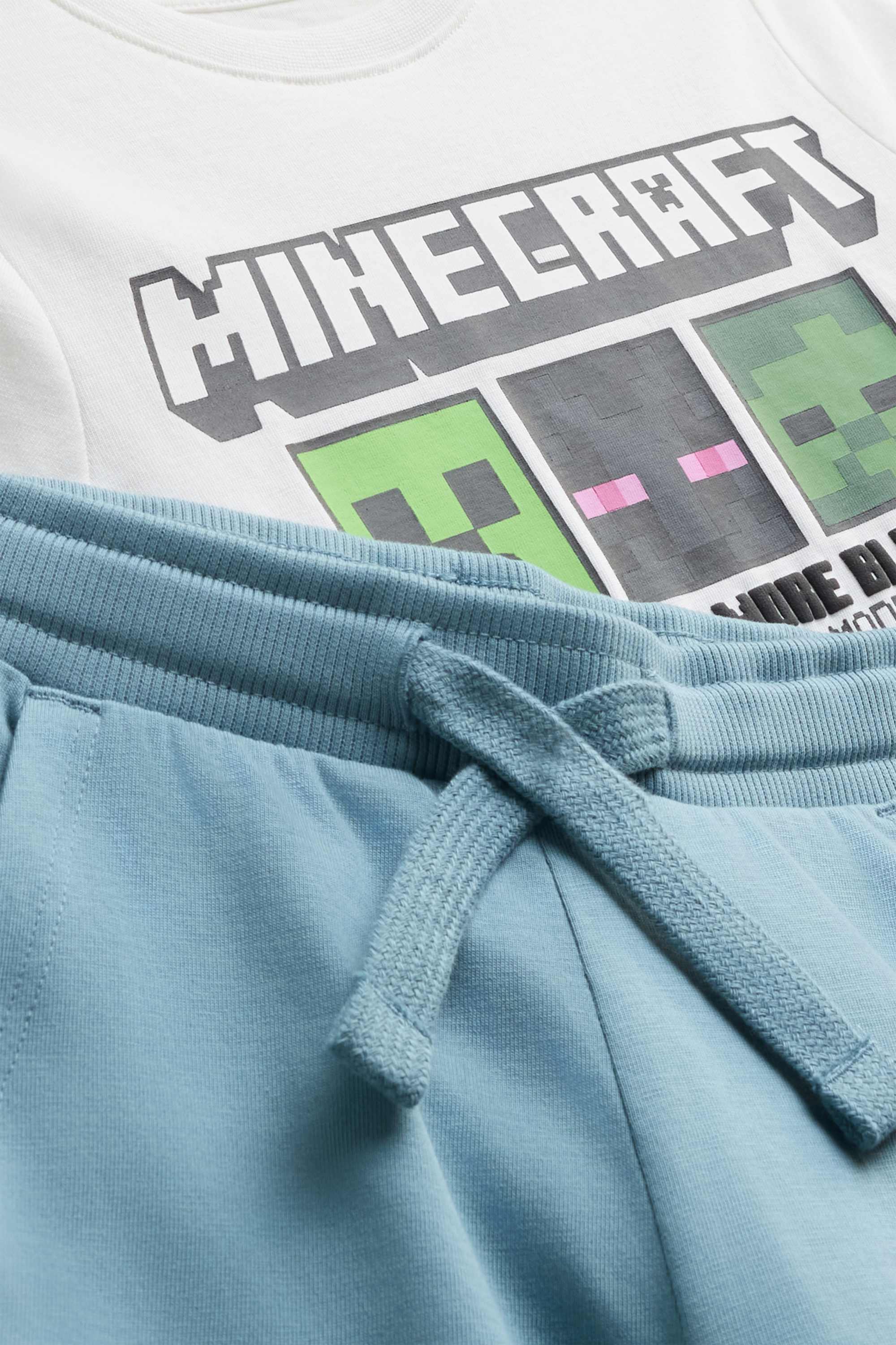 Minecraft - set - short sleeve T-shirt and shorts - 2 piece white