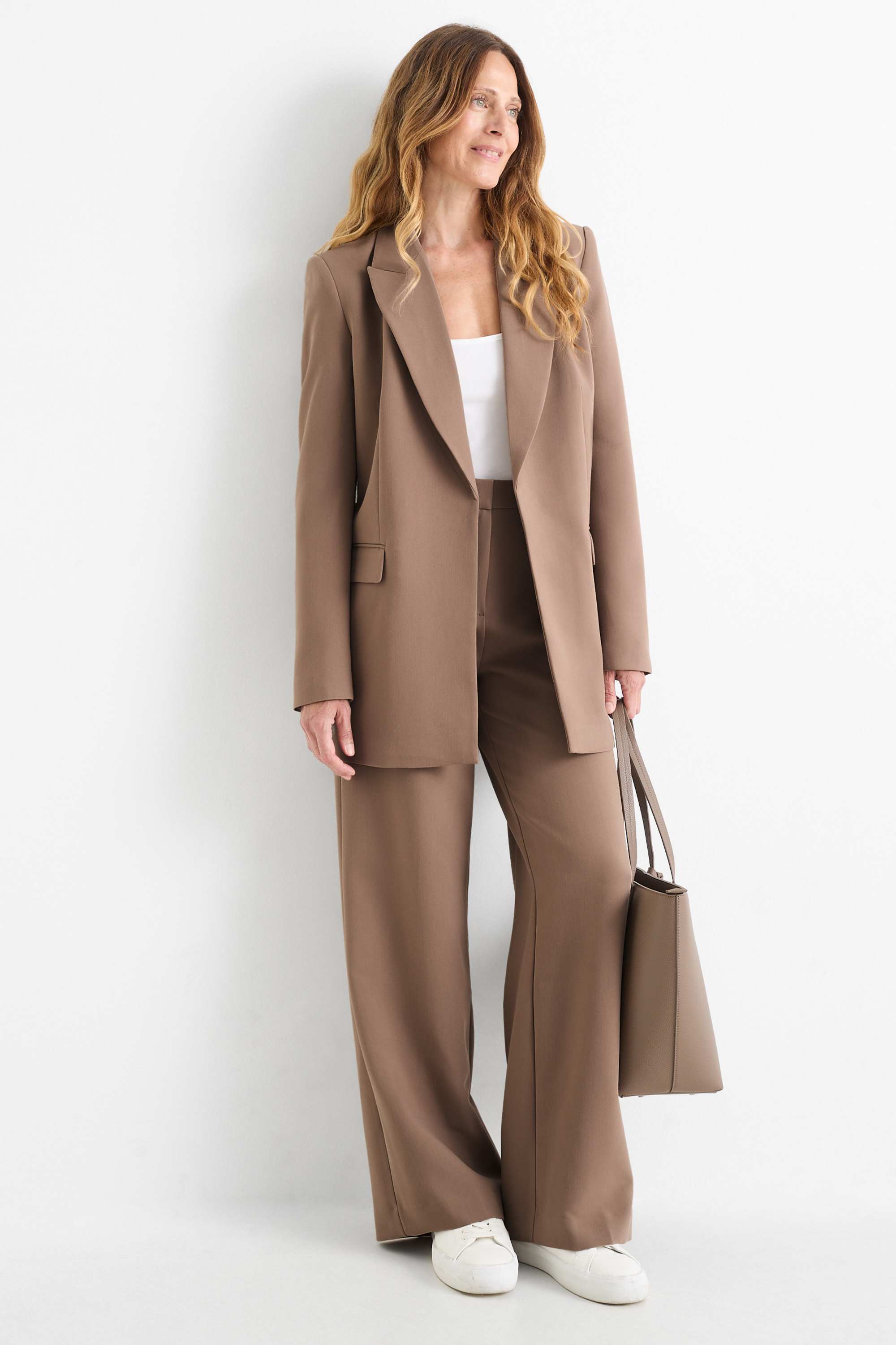 Long blazer - relaxed fit light brown