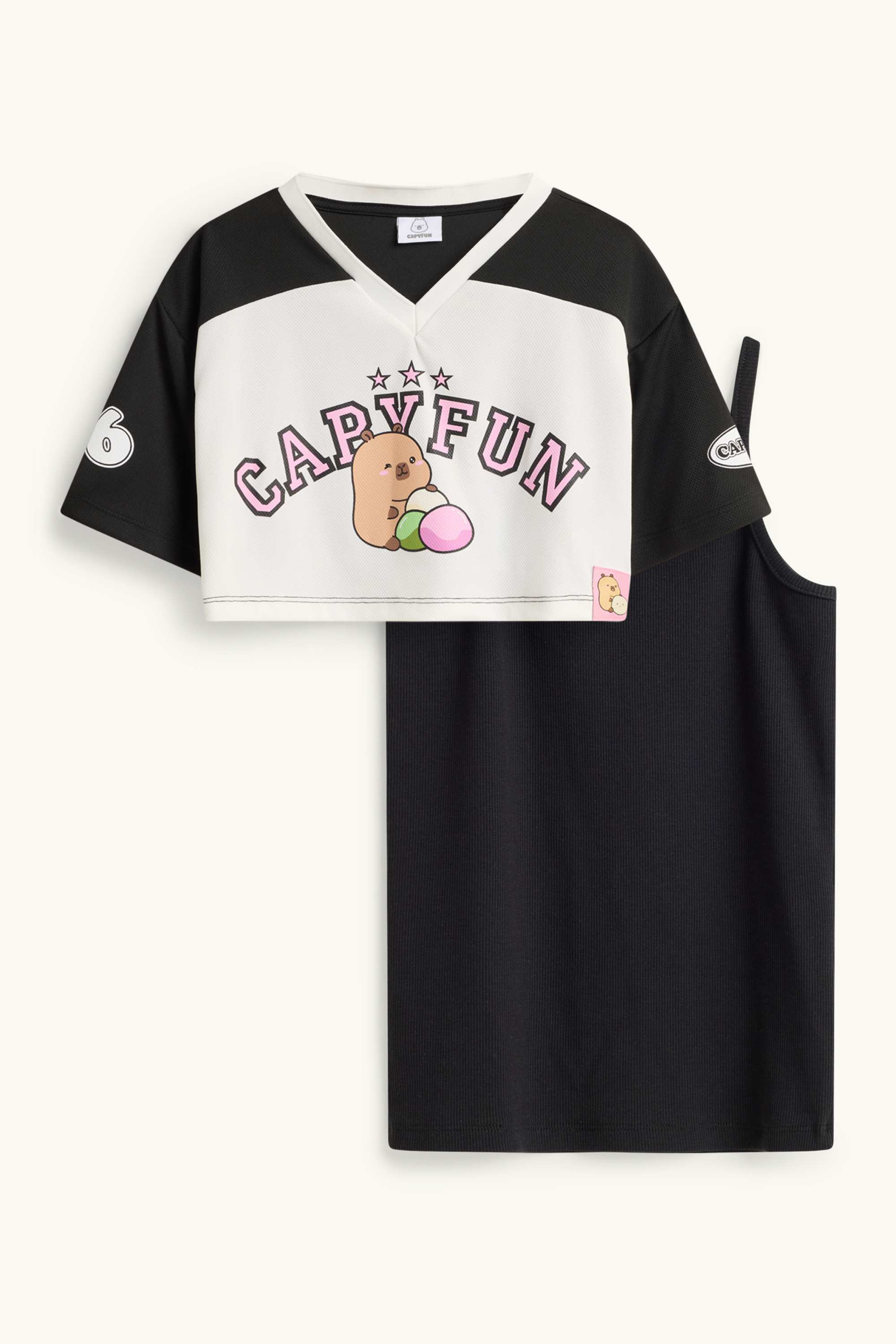 CapyFun - set - short sleeve T-shirt and top - 2 piece white