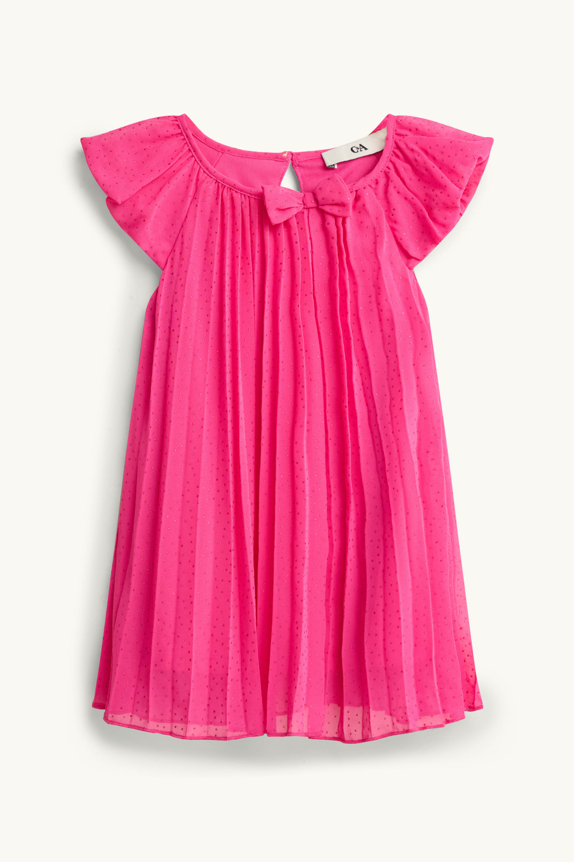 Plissé chiffon dress - shiny - party - polka dot pink