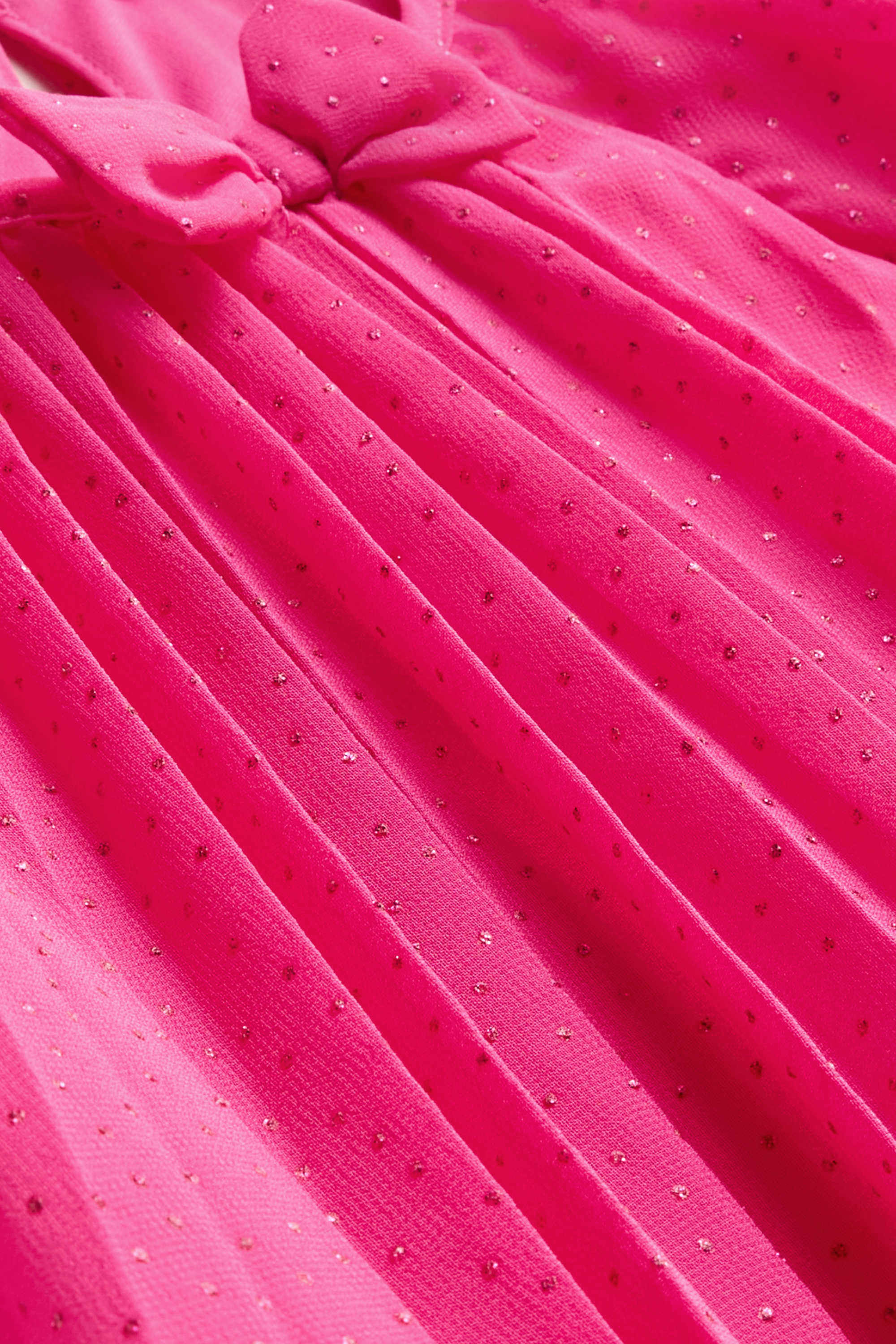 Plissé chiffon dress - shiny - party - polka dot pink