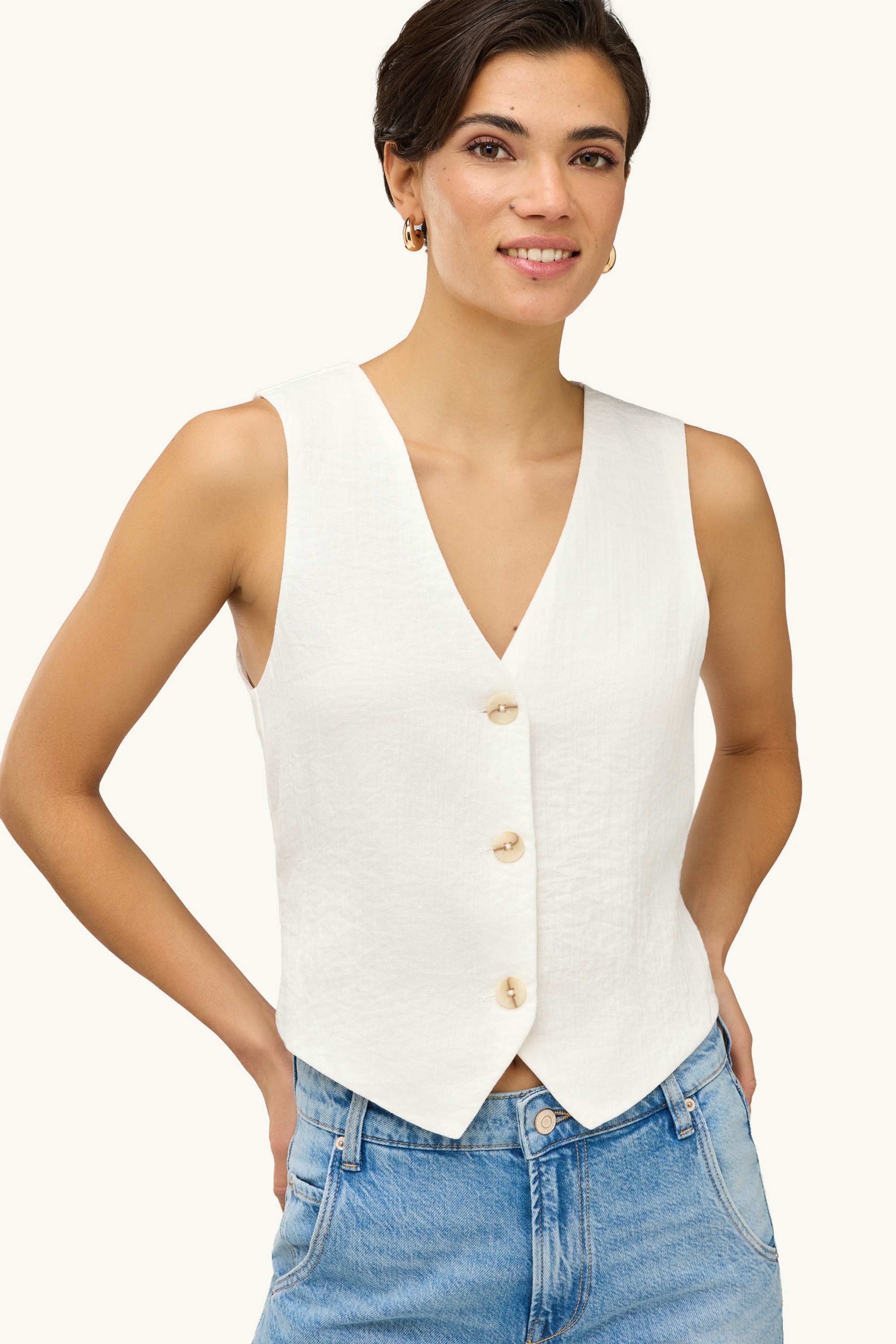Cropped blouse top white