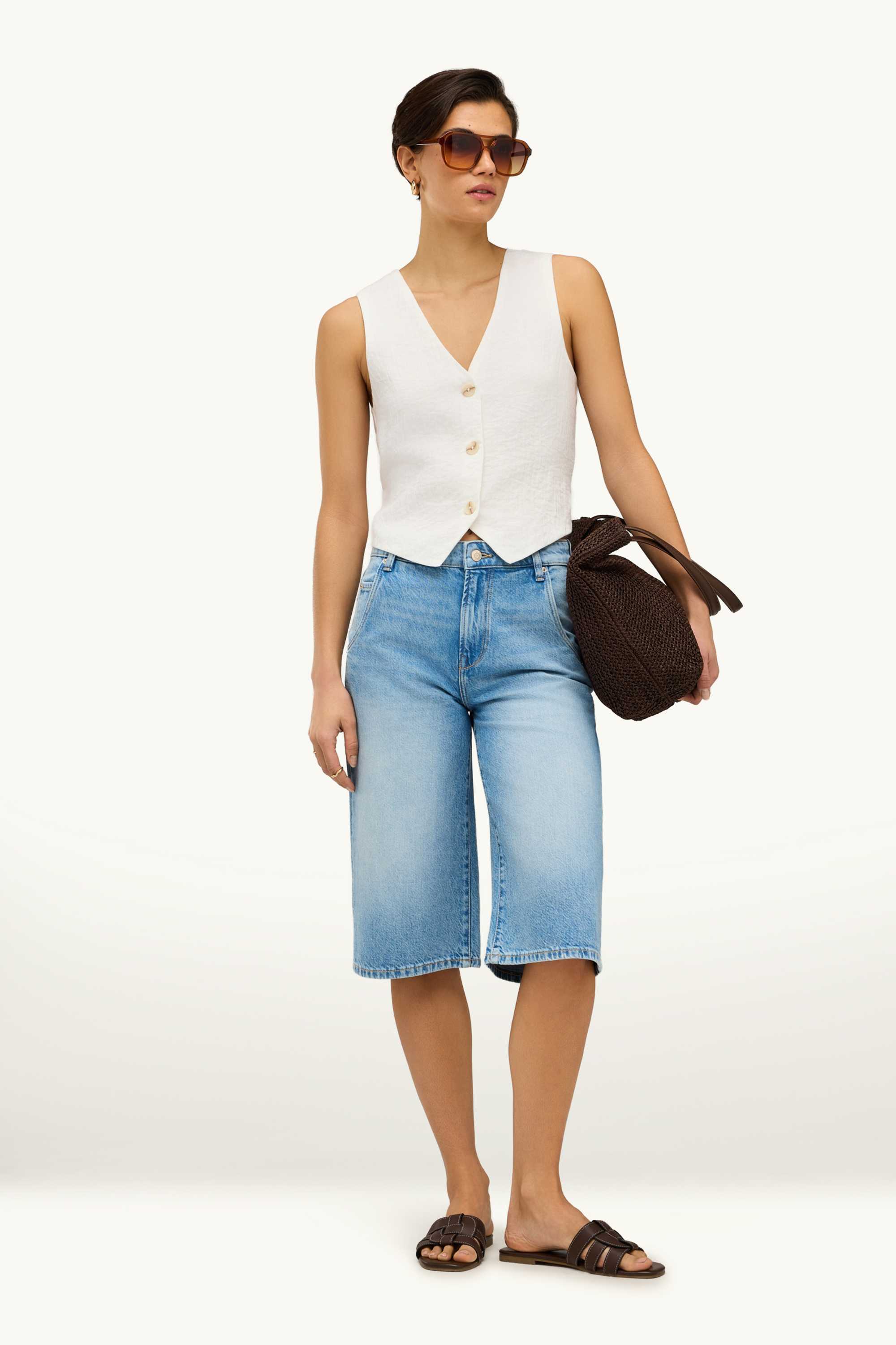 Cropped blouse top white