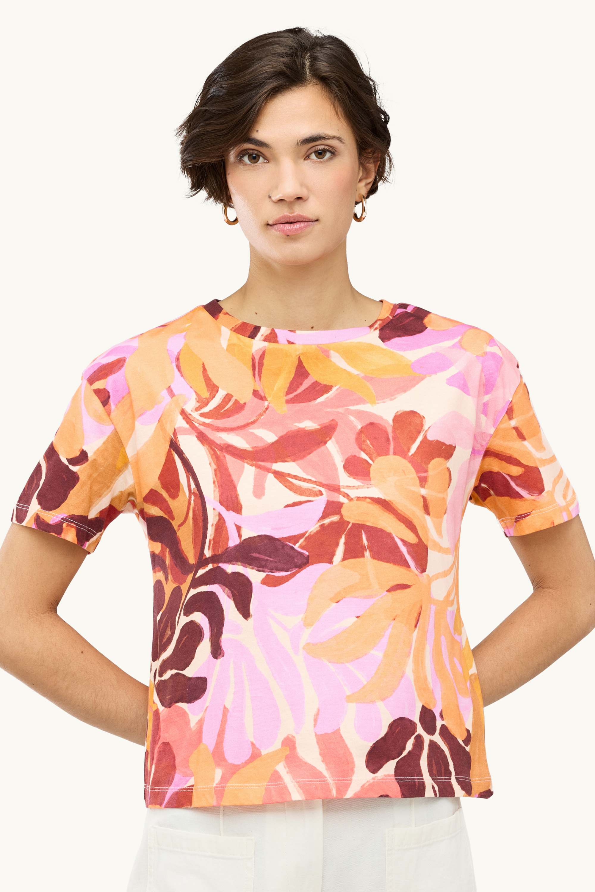 T-shirt - regular fit - floral rose / orange