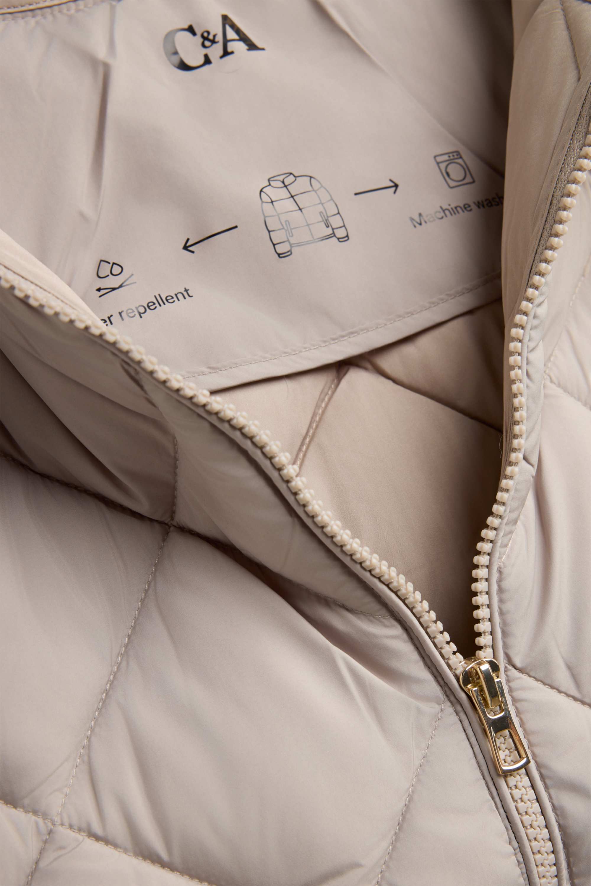 Quilted gilet with hood - water-repellent brown