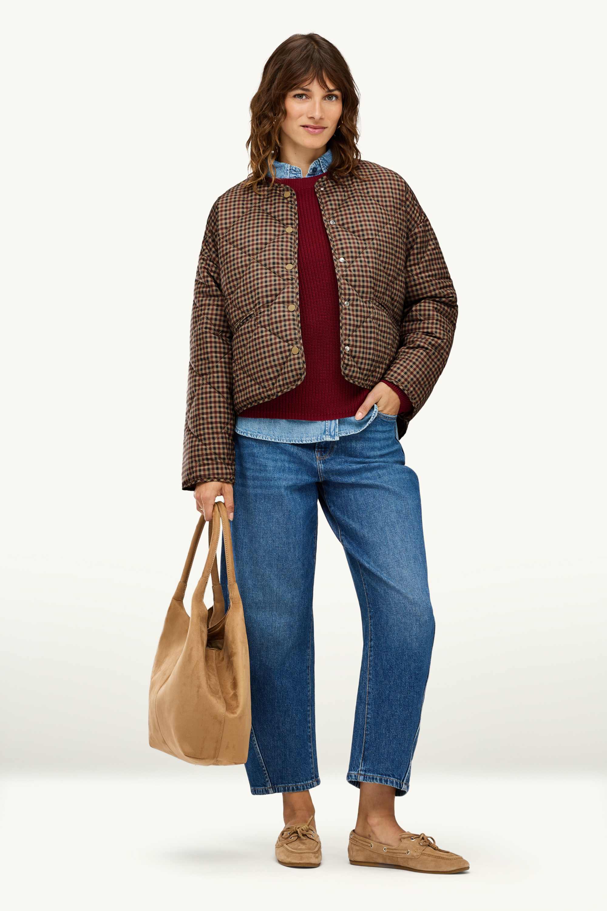 Quilted jacket - check brown