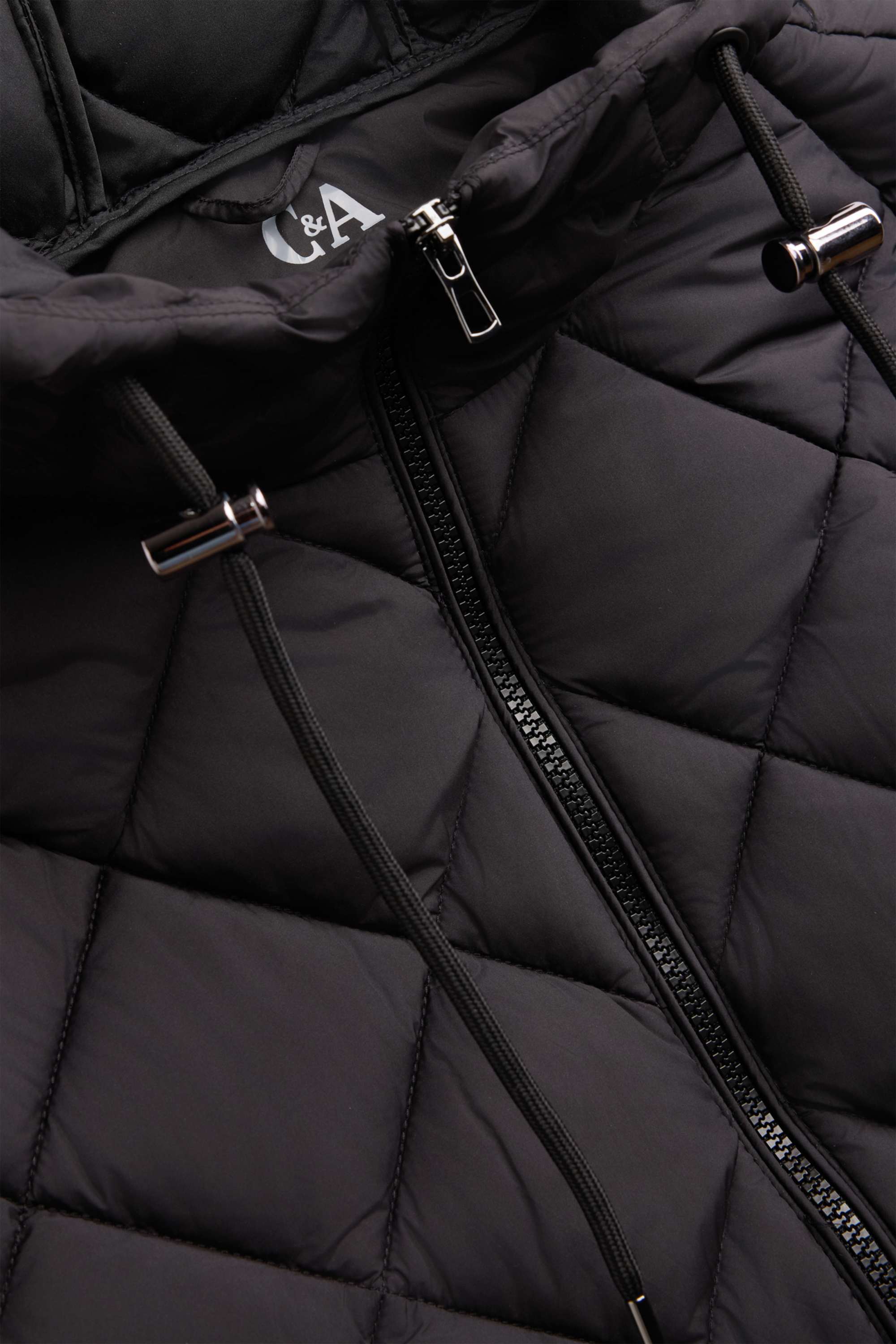 Quilted jacket with hood - water-repellent black