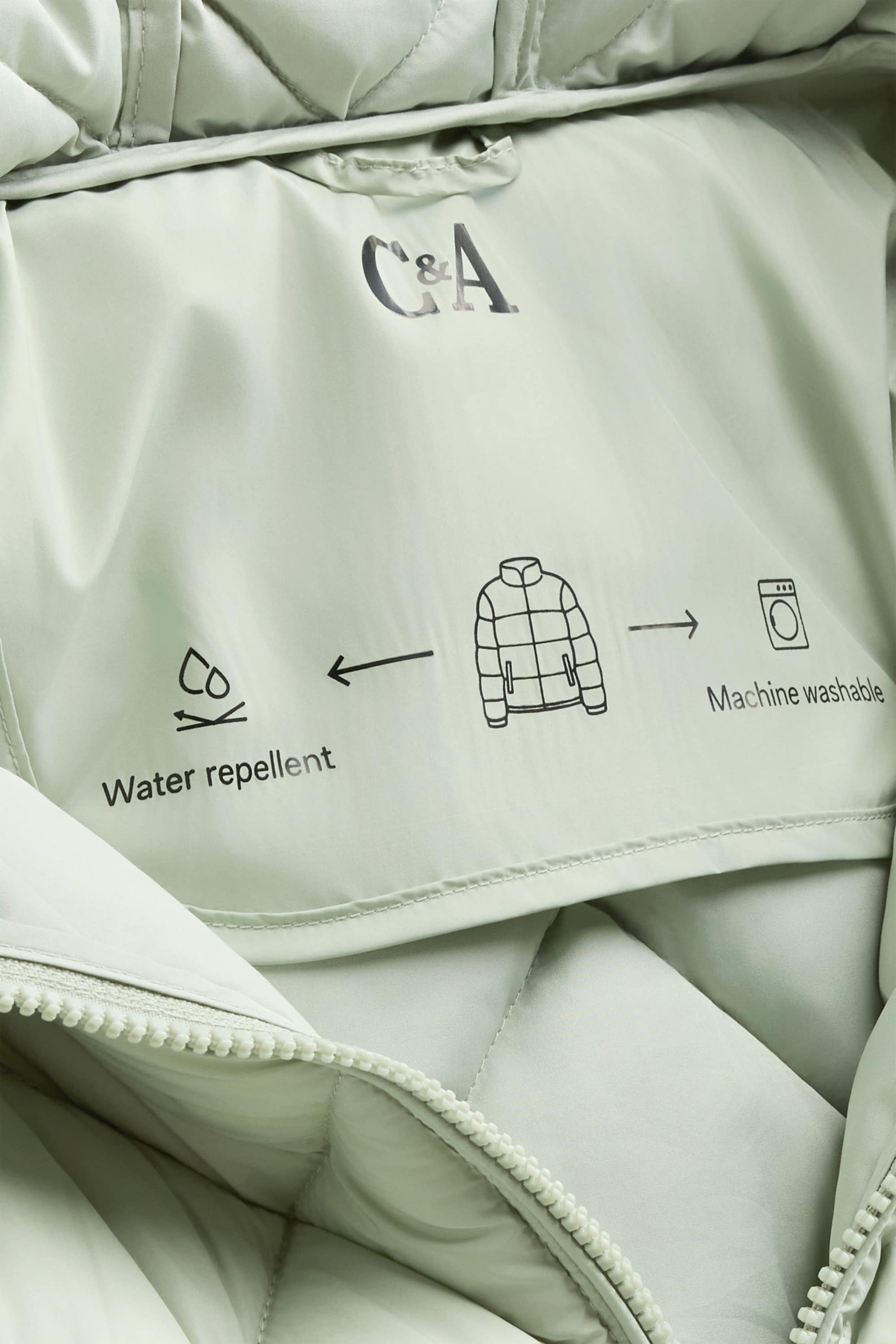Quilted jacket with hood - water-repellent mint green