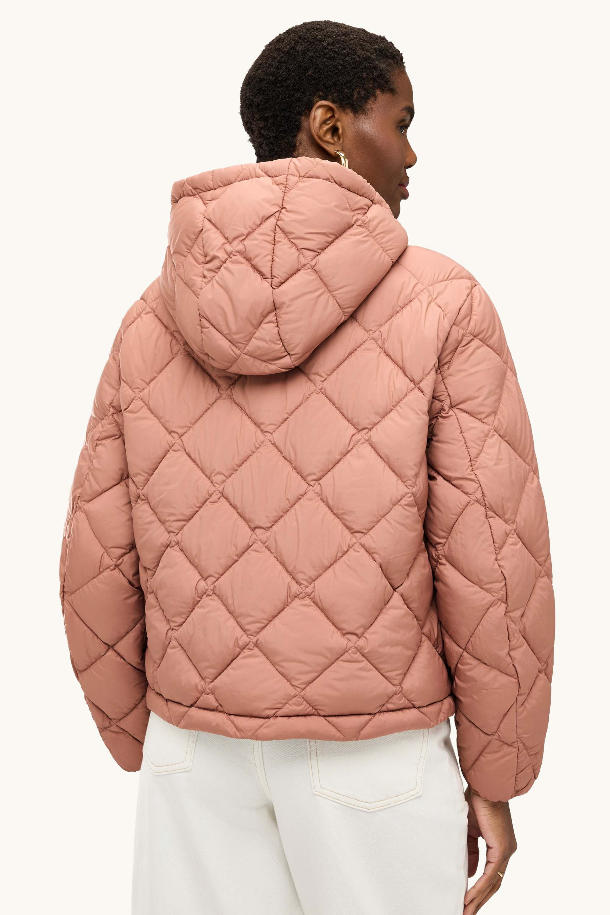 Quilted jacket with hood - water-repellent rose