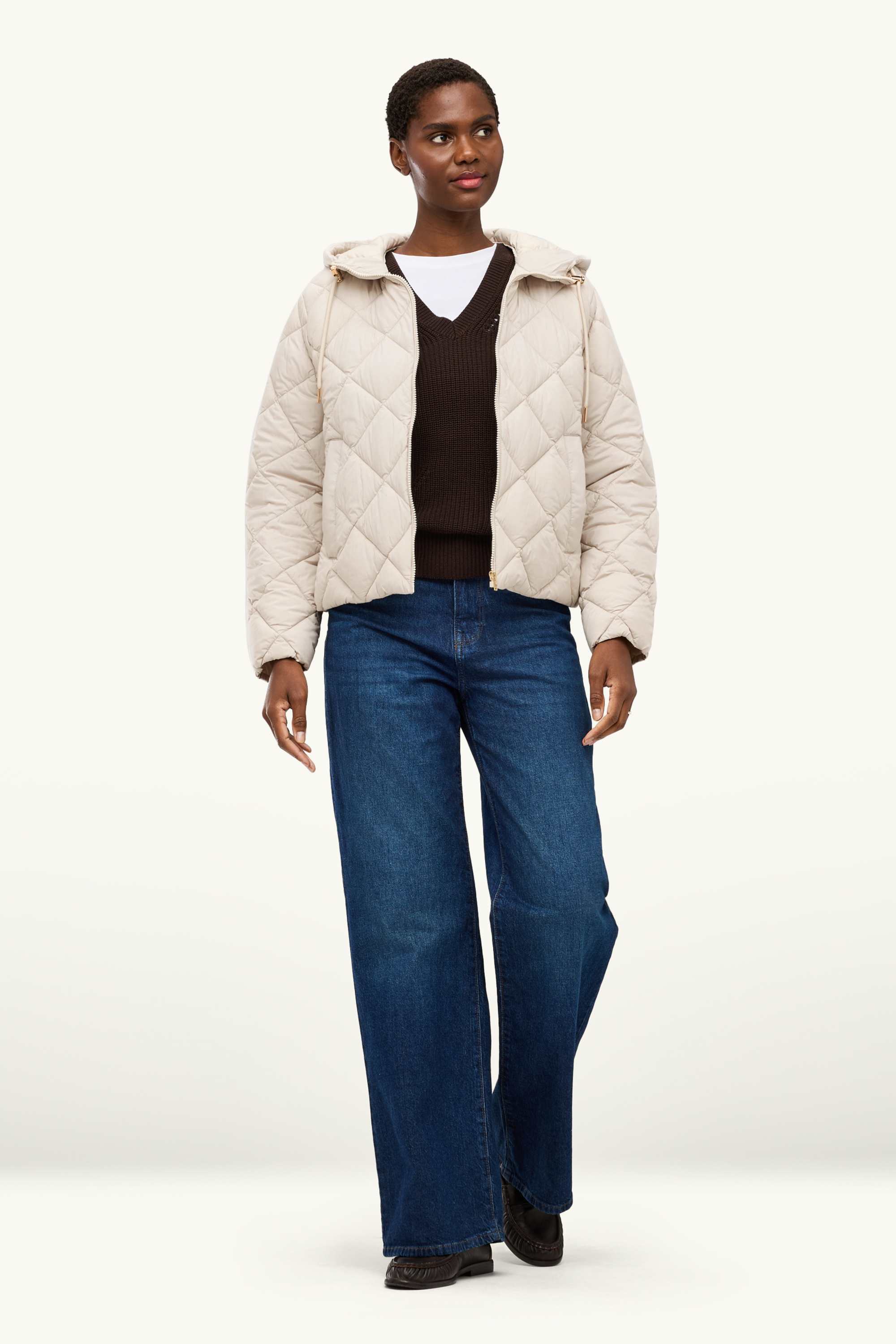 Quilted jacket with hood - water-repellent cremewhite
