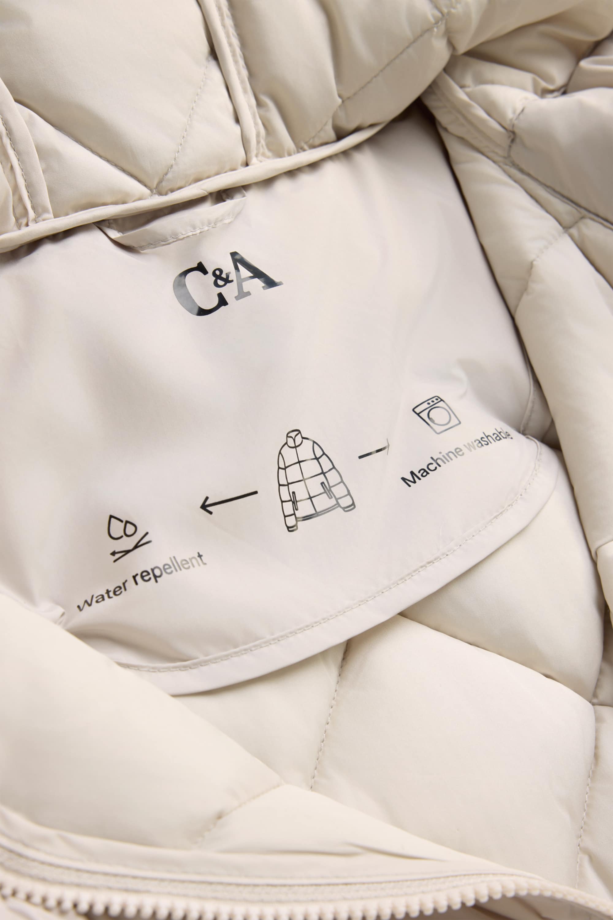Quilted jacket with hood - water-repellent cremewhite