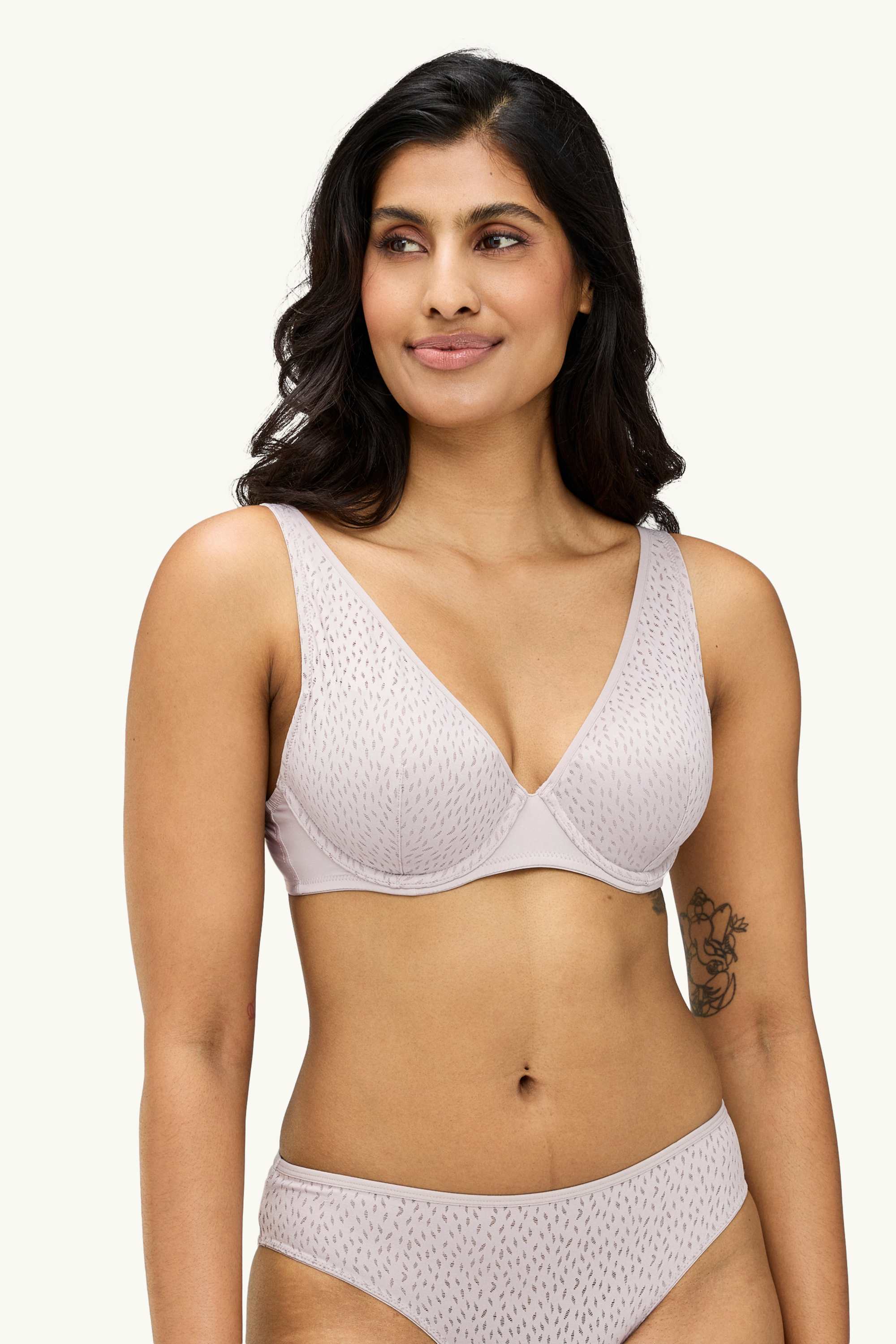 Underwire bra - PLUNGE - padded - textured creme