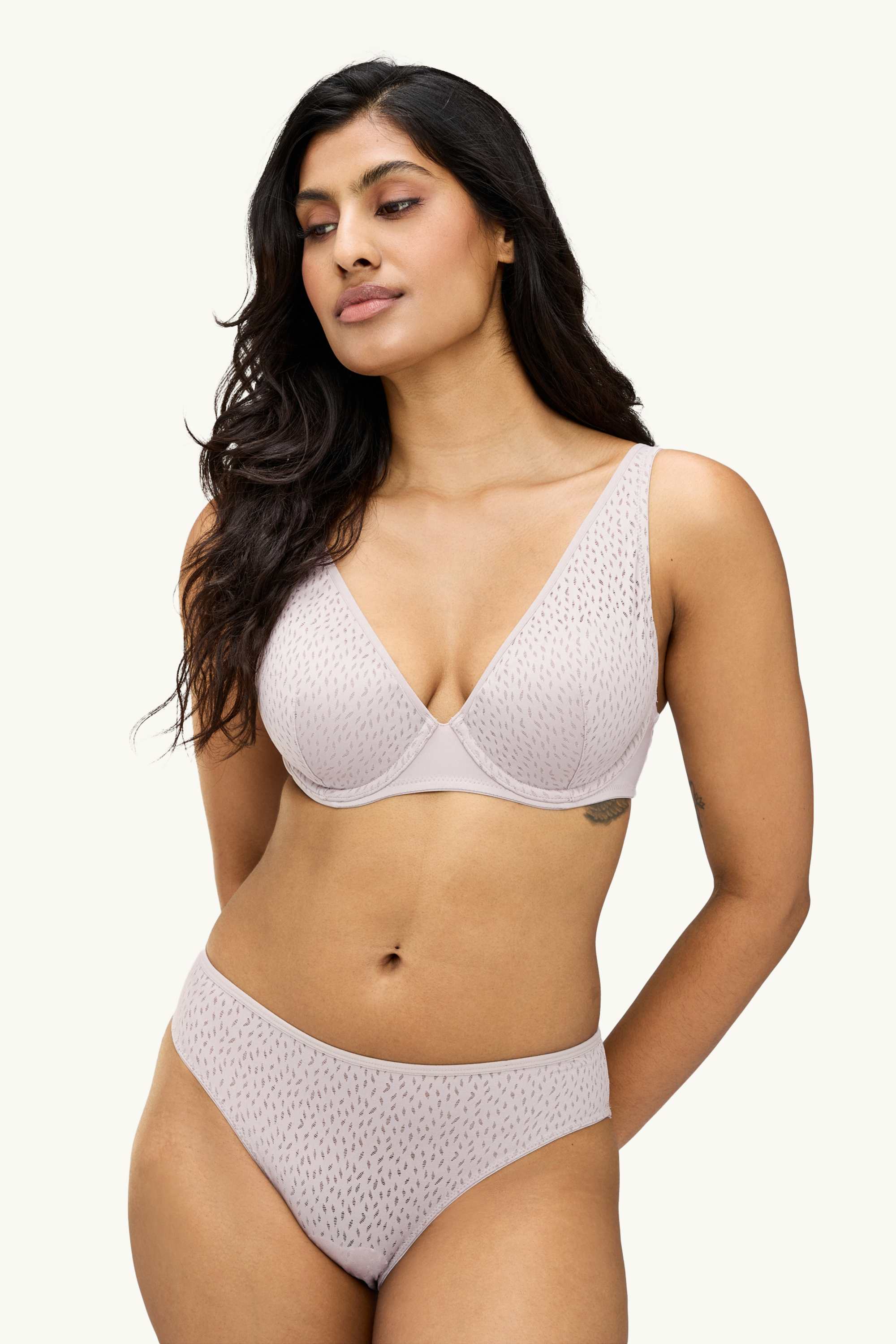 Underwire bra - PLUNGE - padded - textured creme