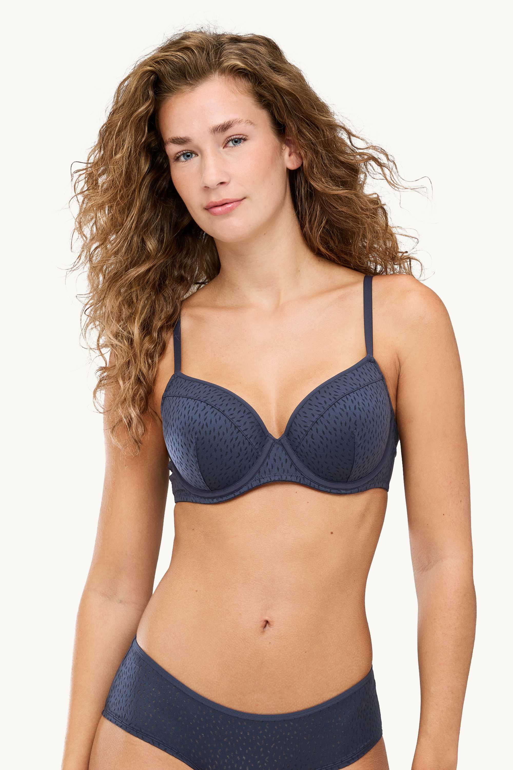 Underwire bra - FULL COVERAGE - padded - textured dark blue