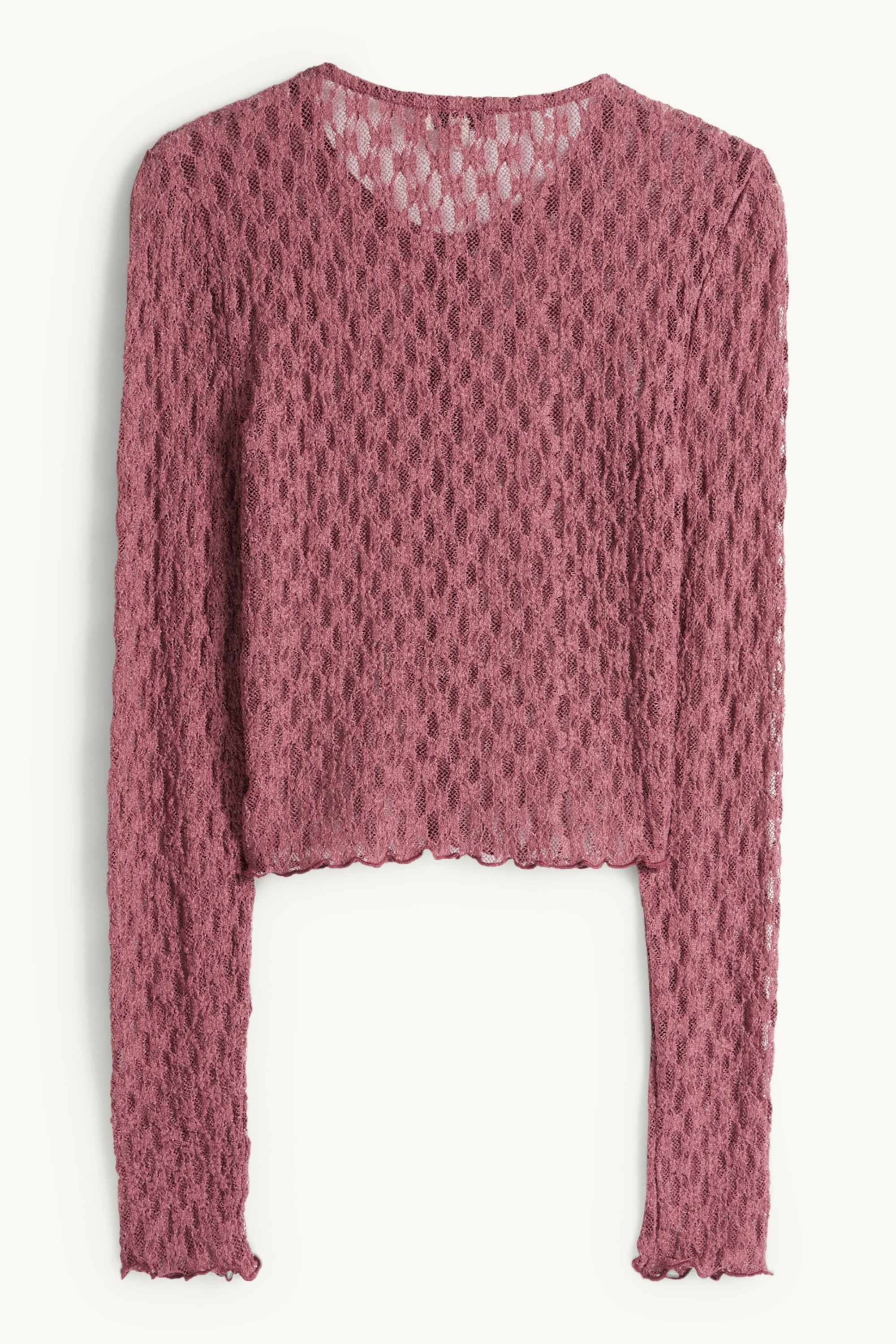 Cropped long sleeve top - slim fit dark rose