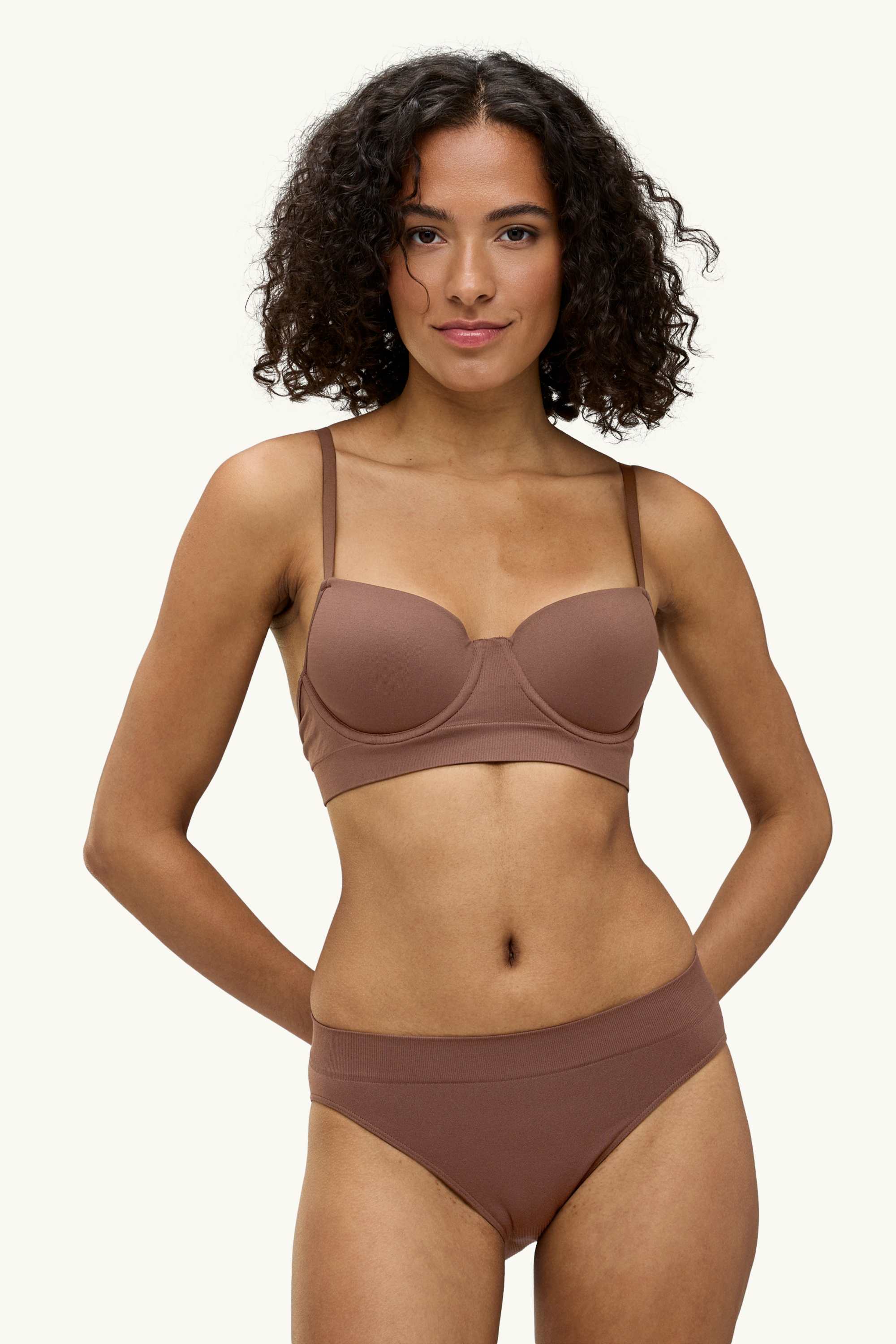 Underwire bra - DEMI - padded brown