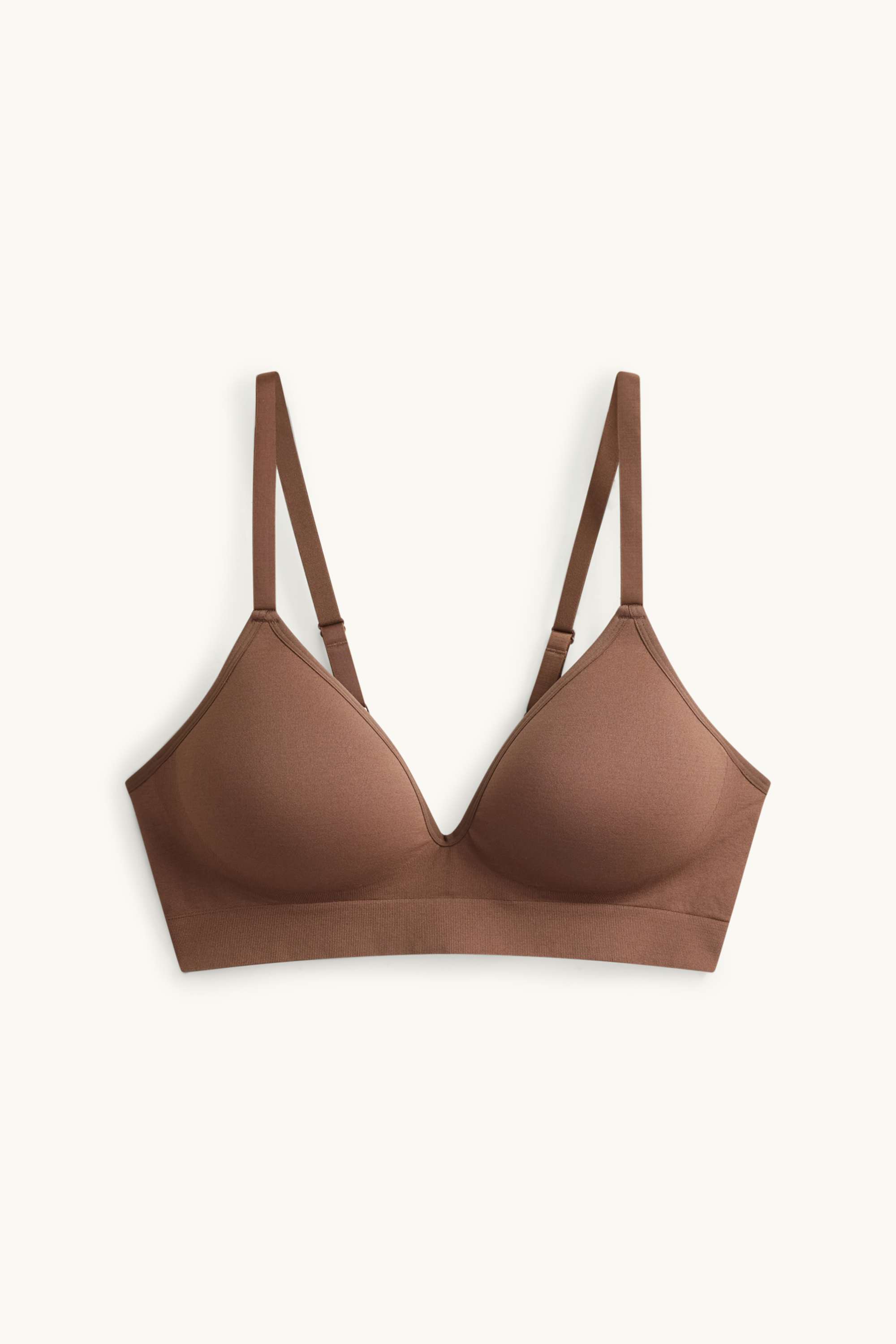Non-wired bra - padded - seamless brown