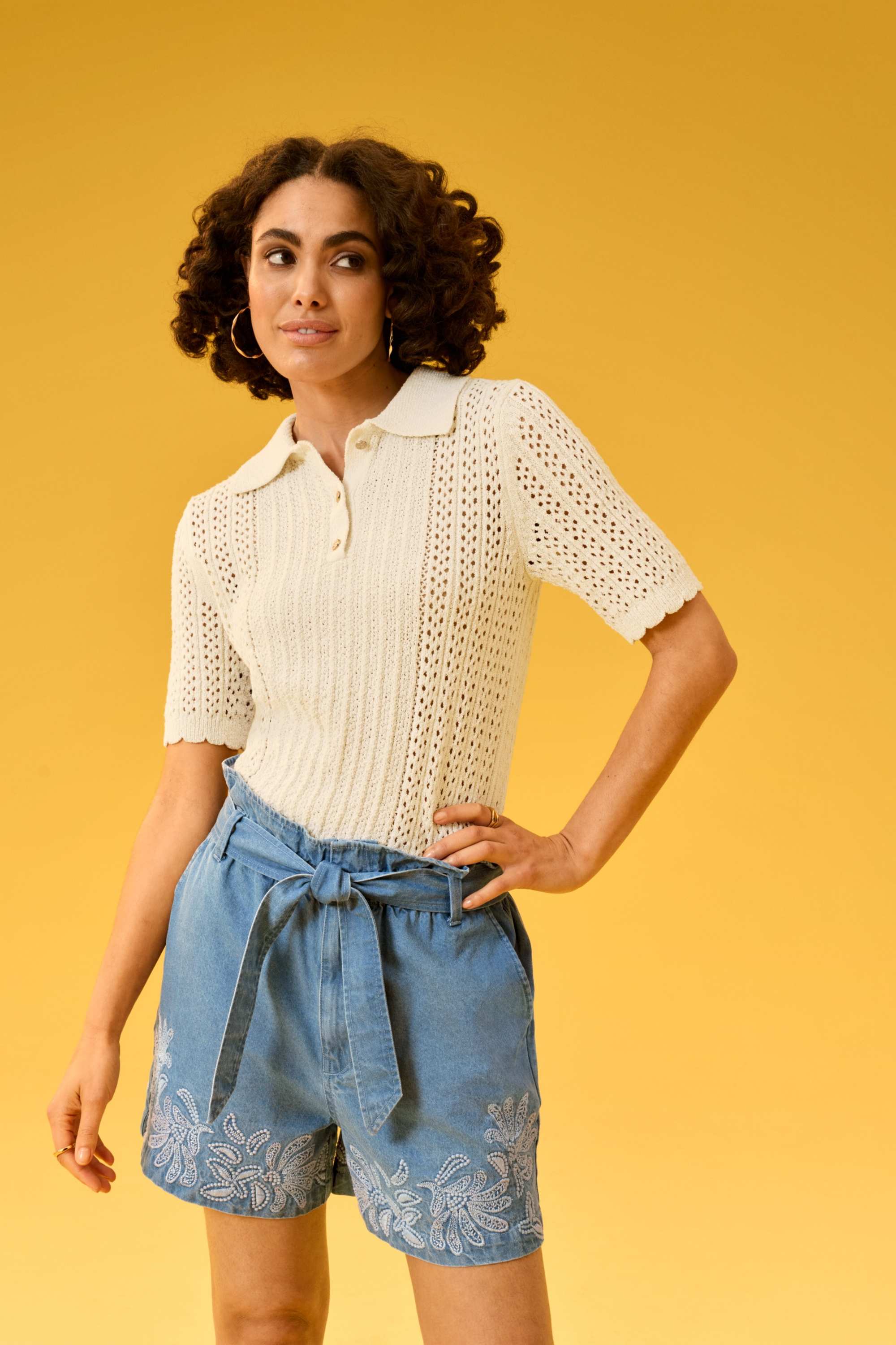 Denim shorts - high waist blue denim